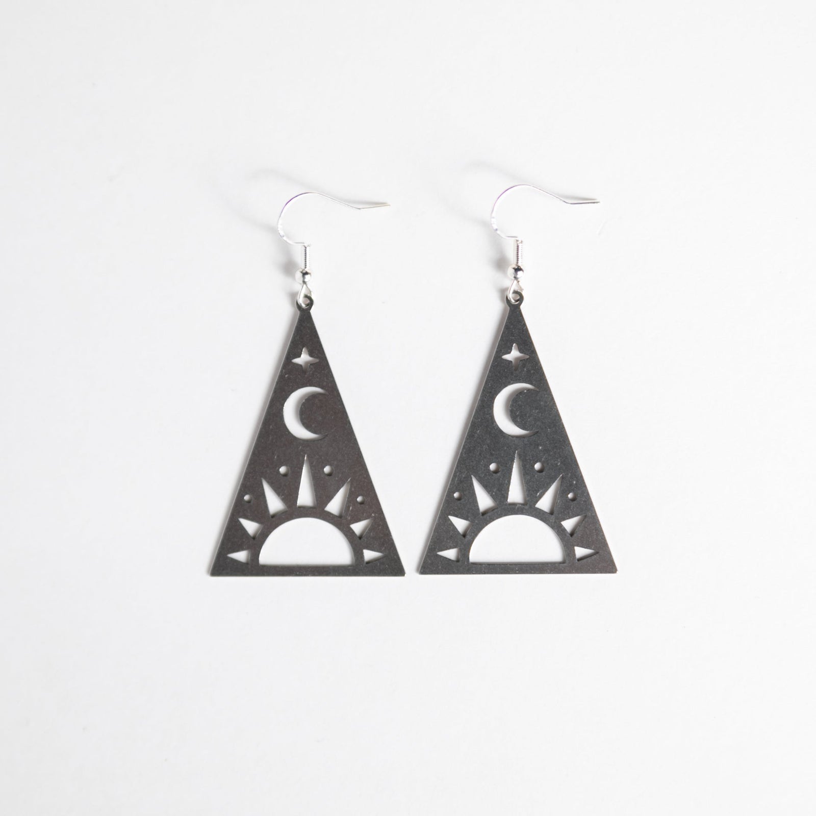 Sun and Moon Mystic Pyramid Earrings