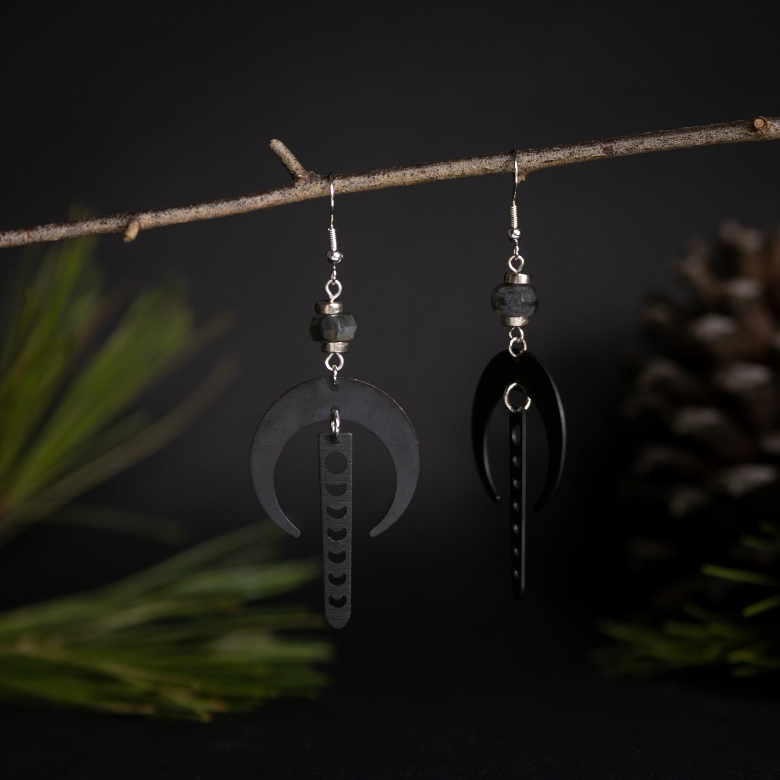 Black Lunar Eclipse Earrings