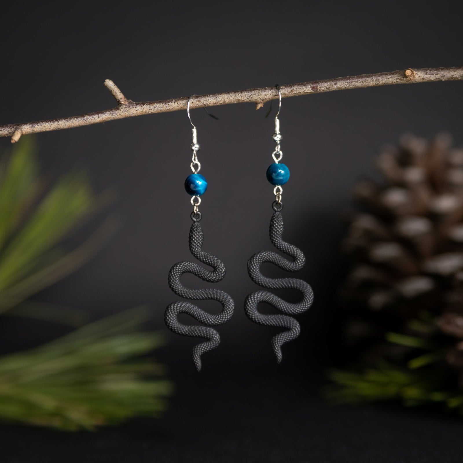 Good Omen Black Snake Earrings