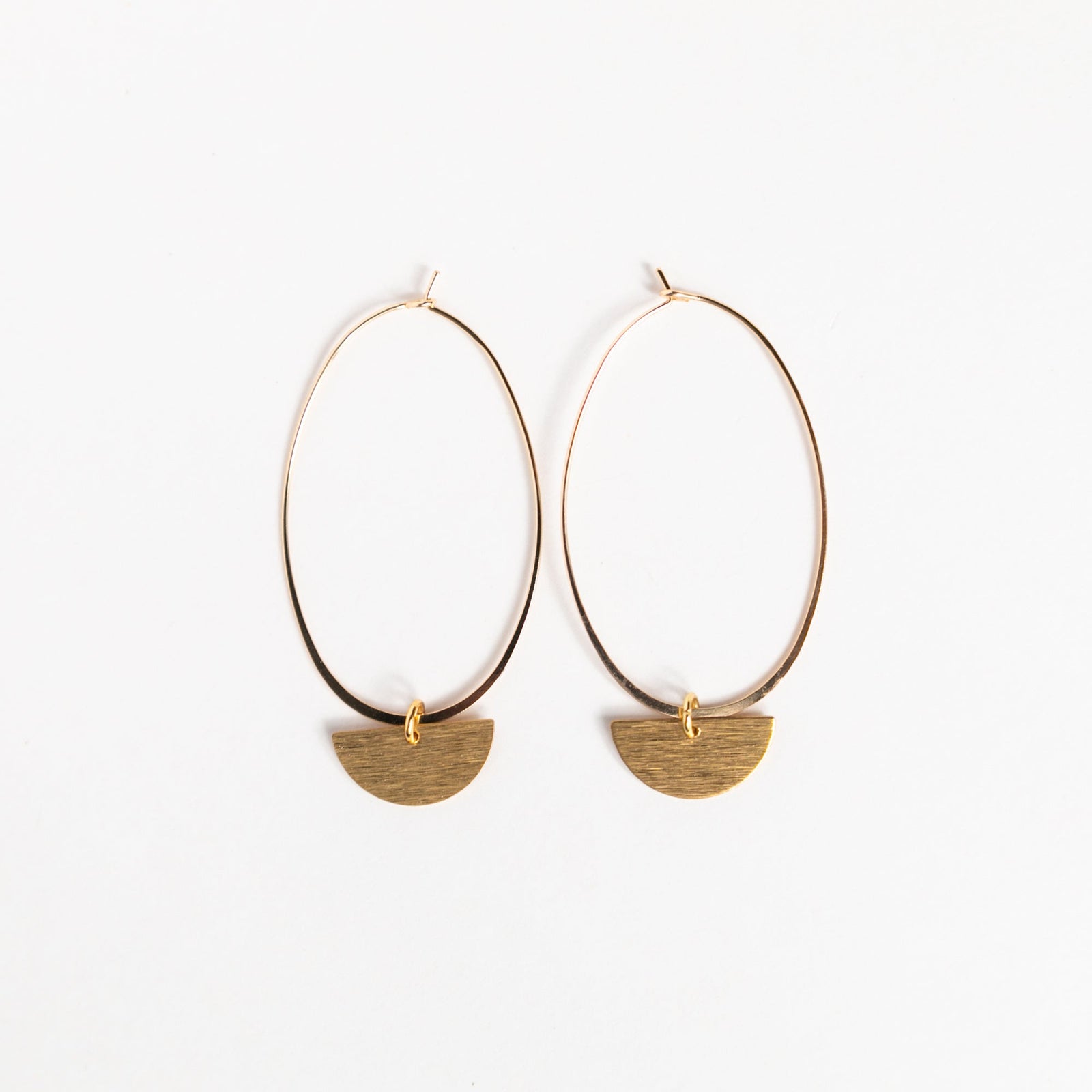 Modern Oval Hoops with Half Moon Charms