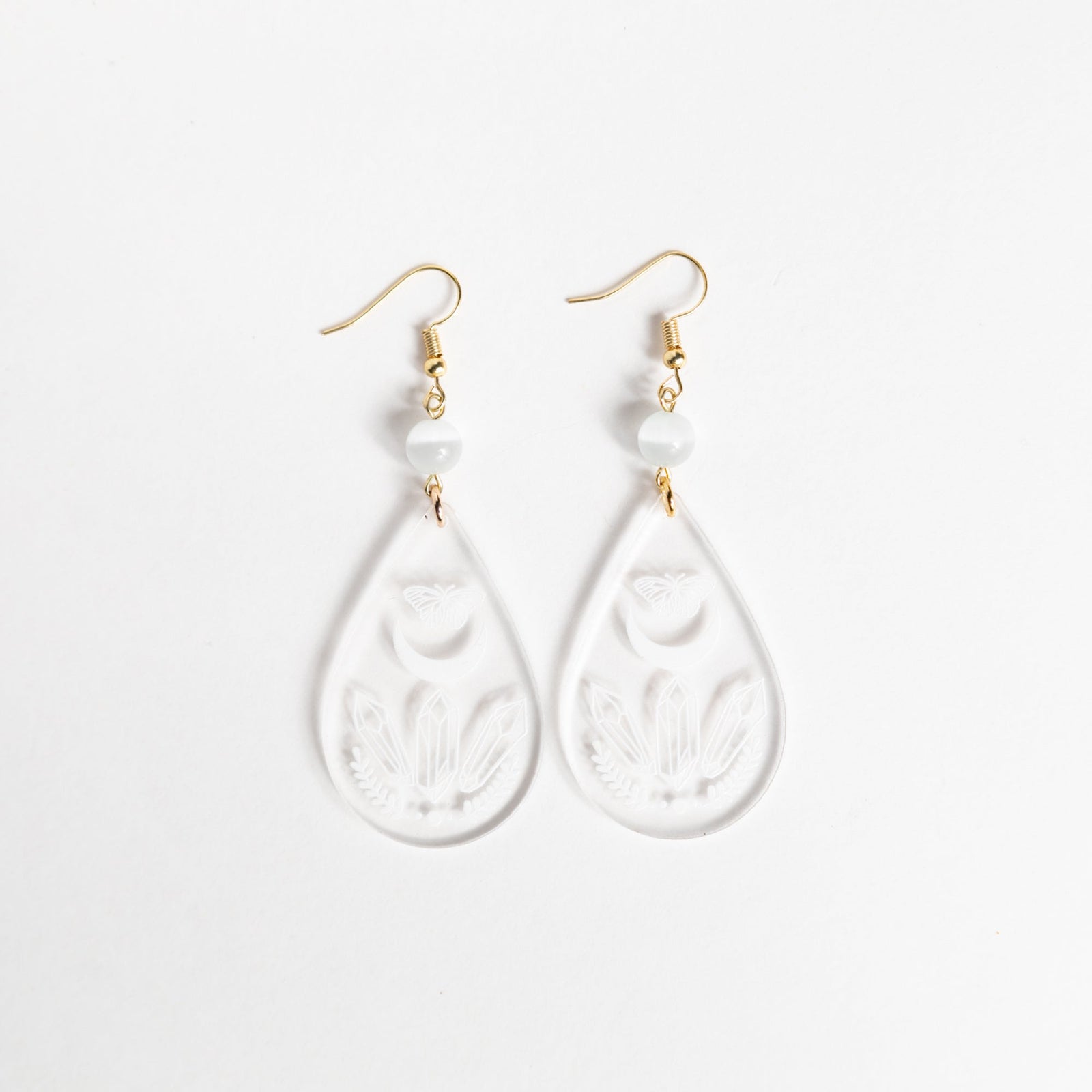 Crystal Clear Acrylic Earrings - Crystal Power