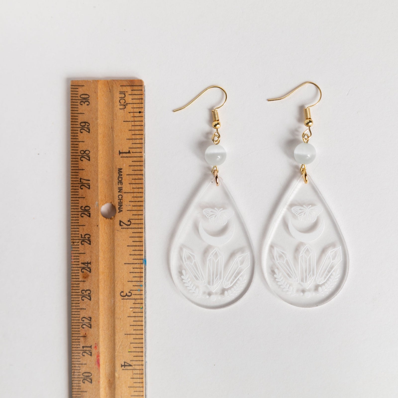 Crystal Clear Acrylic Earrings - Crystal Power