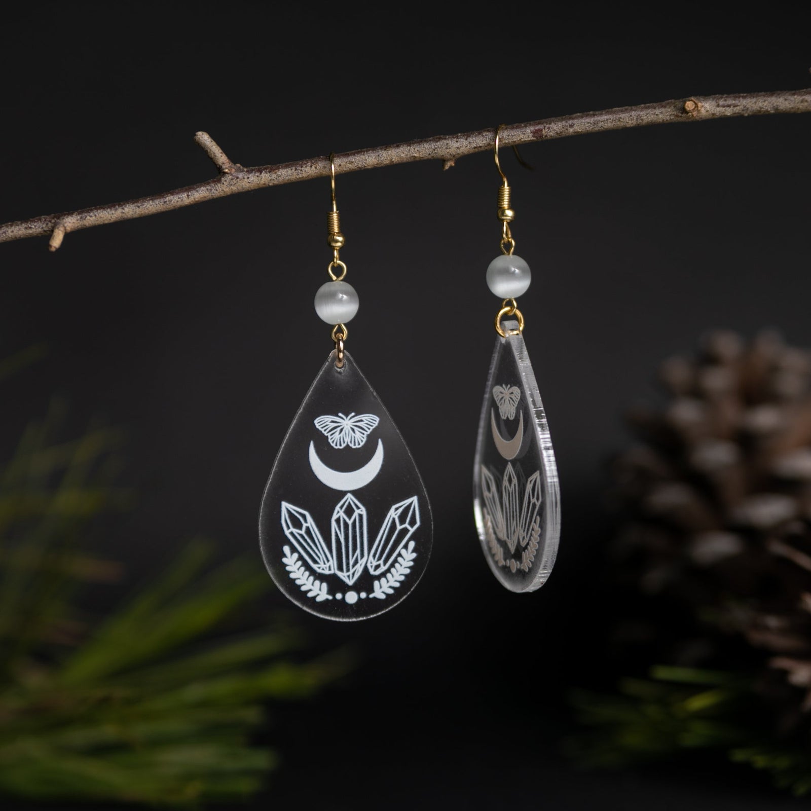 Crystal Clear Acrylic Earrings - Crystal Power