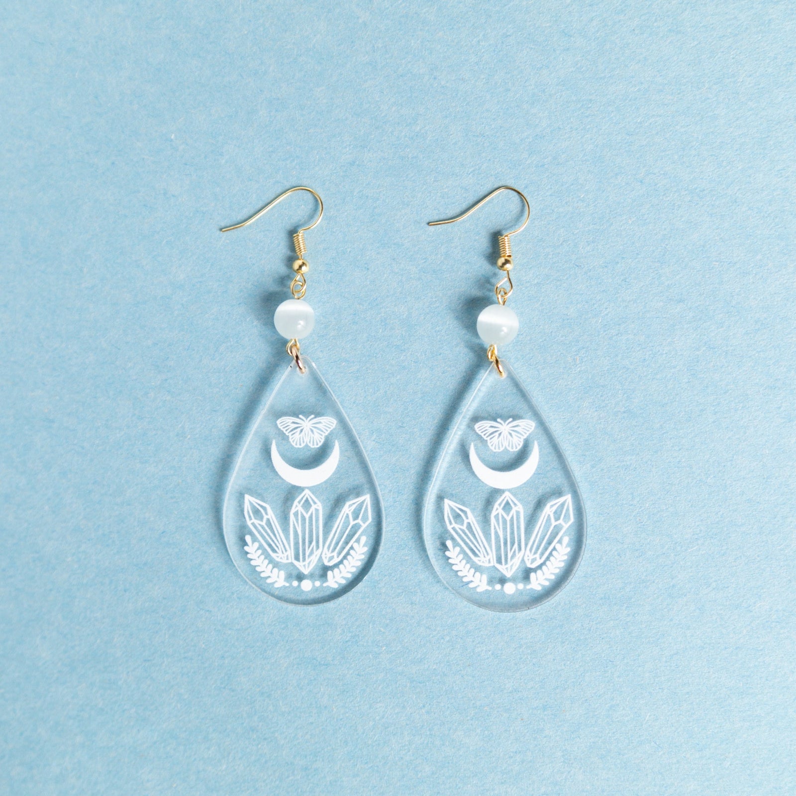 Crystal Clear Acrylic Earrings - Crystal Power