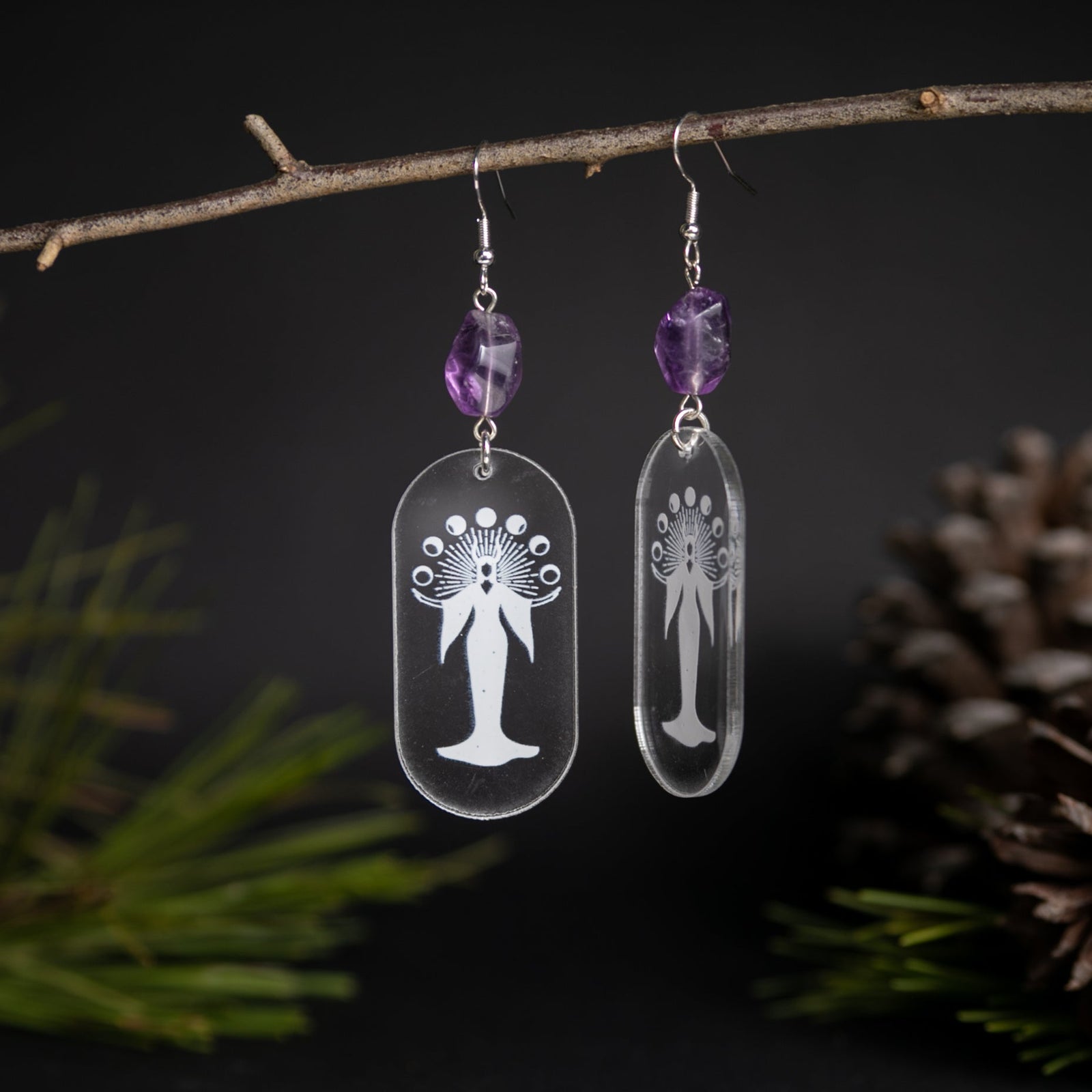 Crystal Clear Acrylic Earrings - Moon Goddess