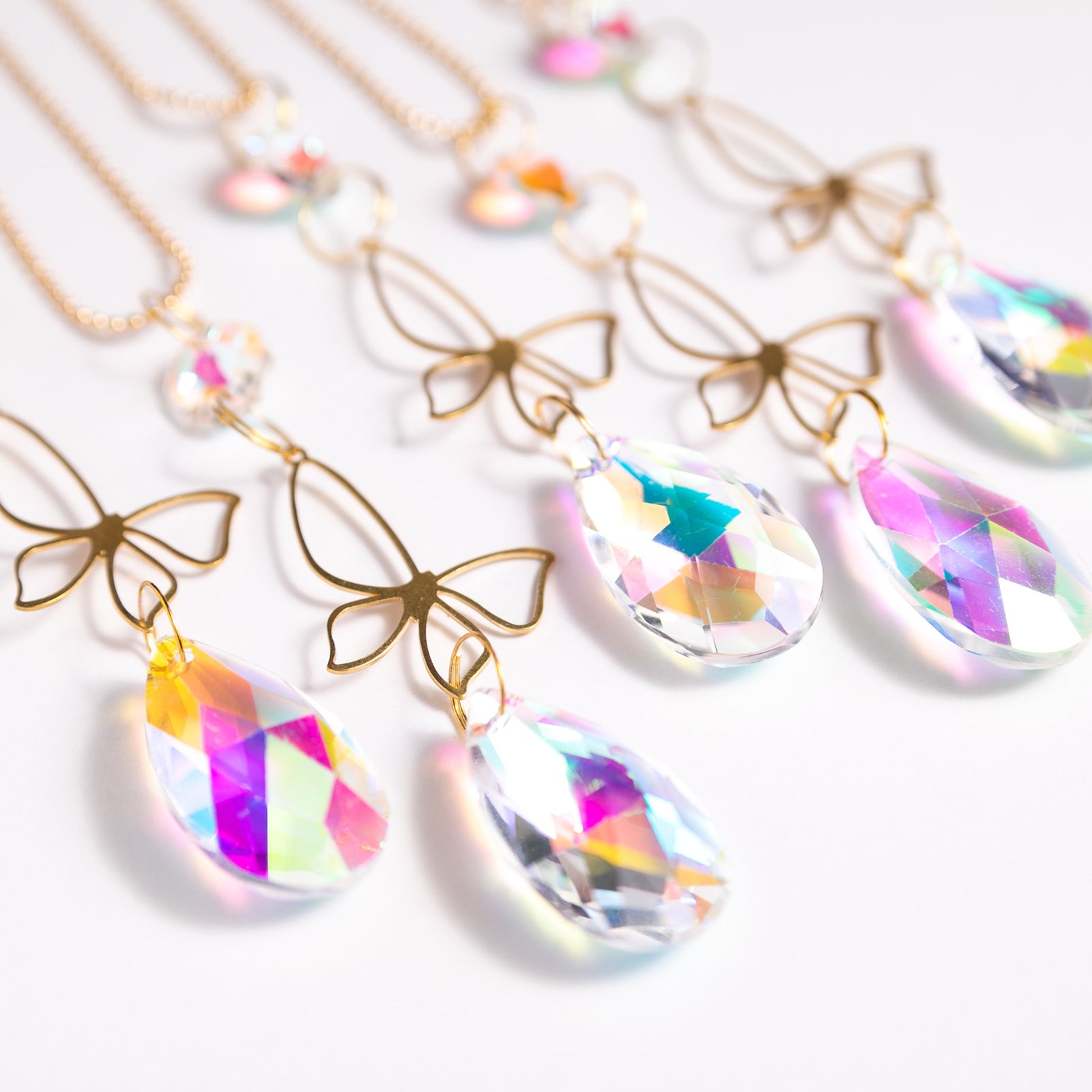Butterfly Prism Rearview Mirror Car Necklace – Car Decor with Aurora Borealis Crystals by Kinley Jewelry
