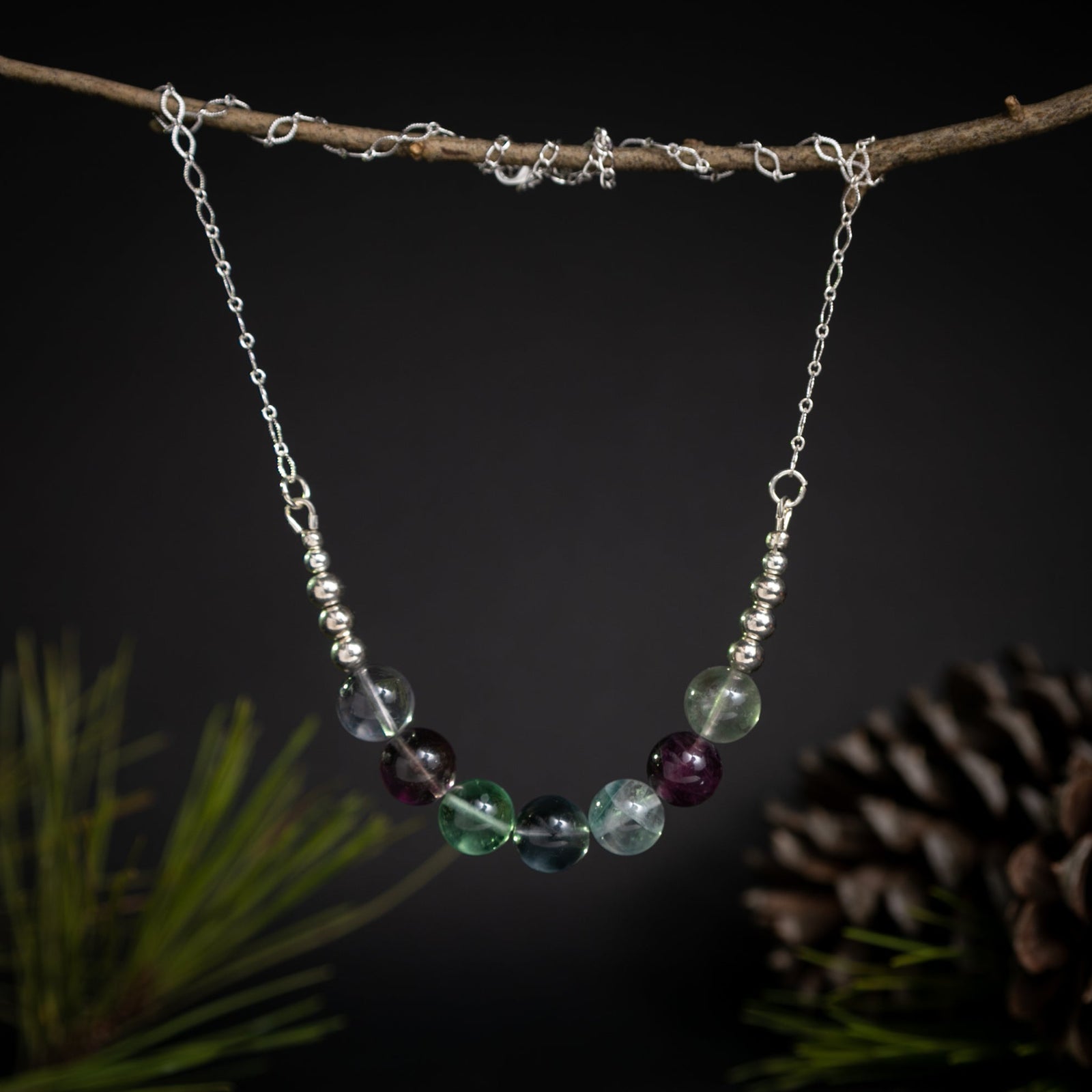 Rainbow Fluorite Bead Necklace