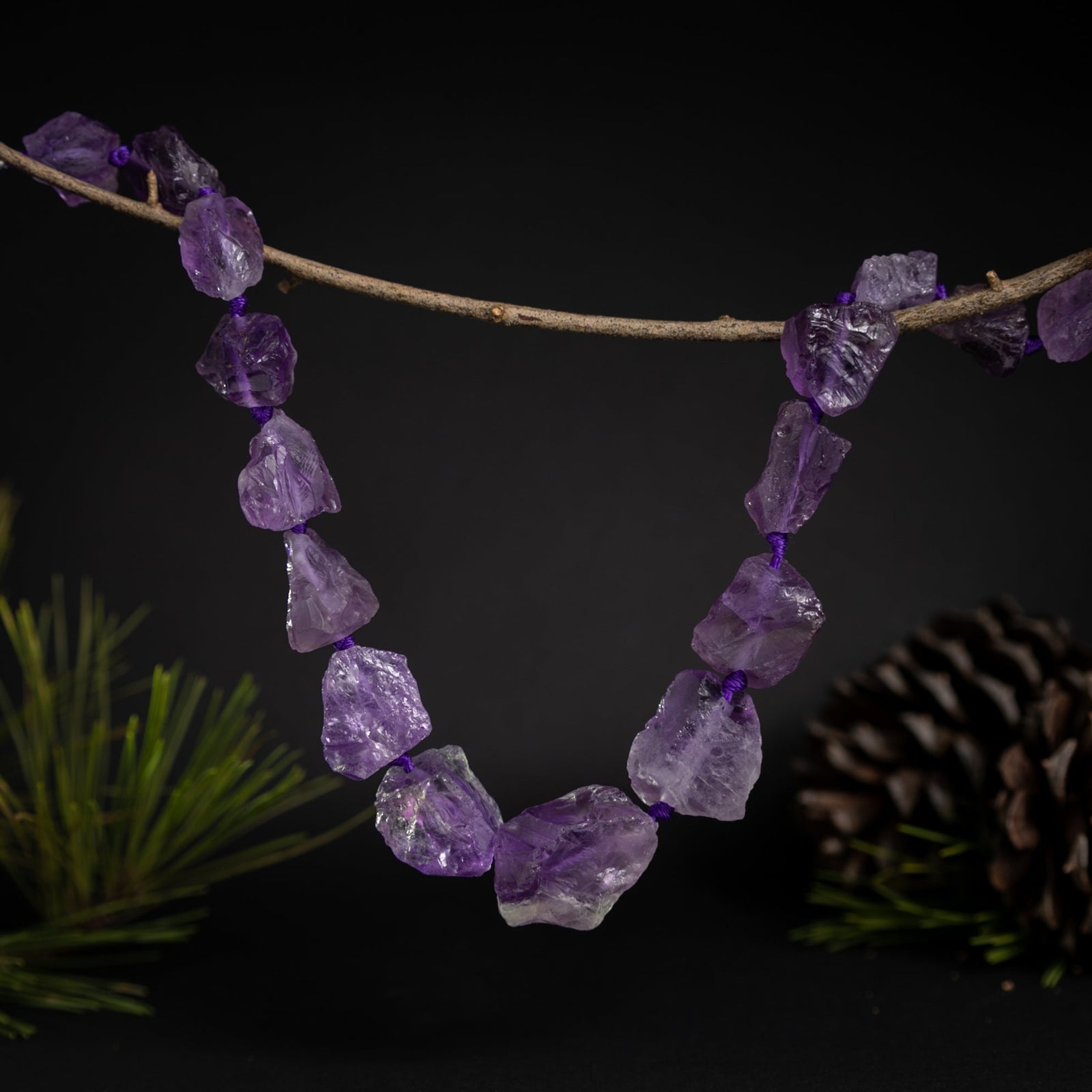 Raw Chunky Amethyst Necklace – Natural February Birthstone Jewelry by Kinley Jewelry