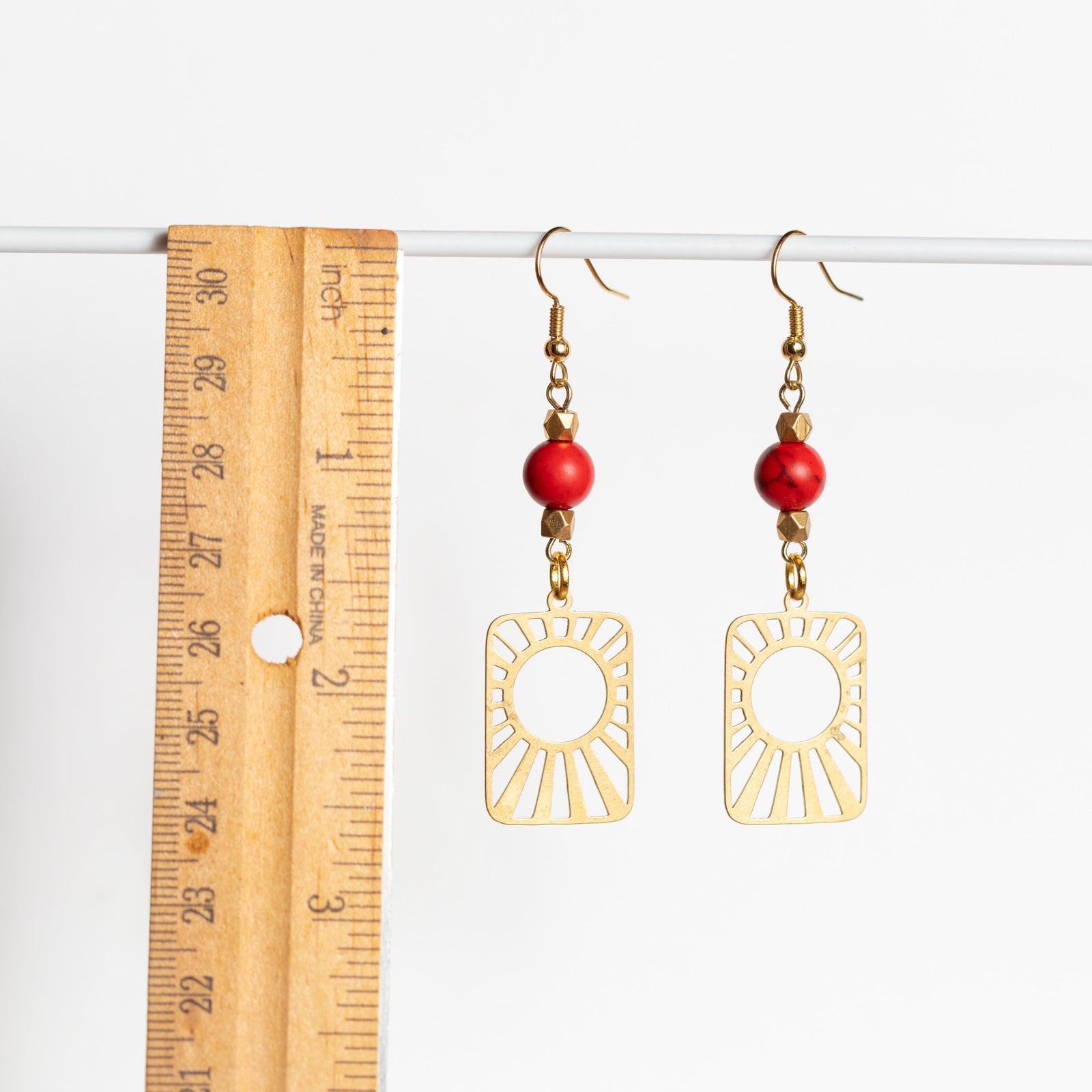 Red Stone Sun Dangles