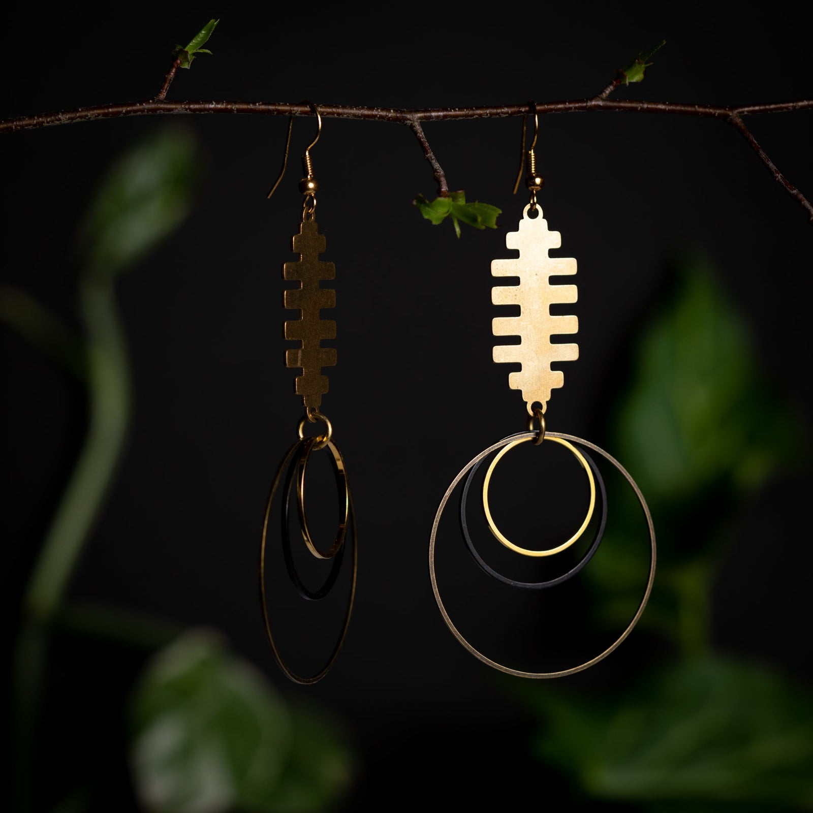 Aztec Inspired Triple Ring Dangles