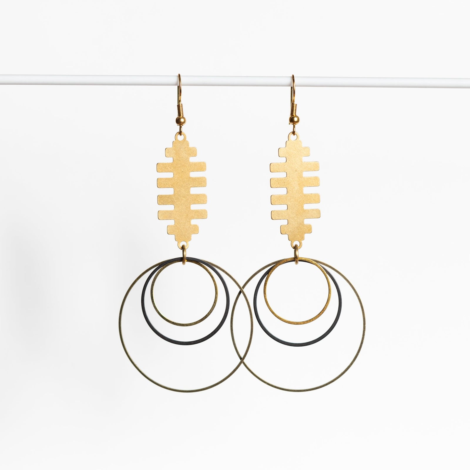 Aztec Inspired Triple Ring Dangles