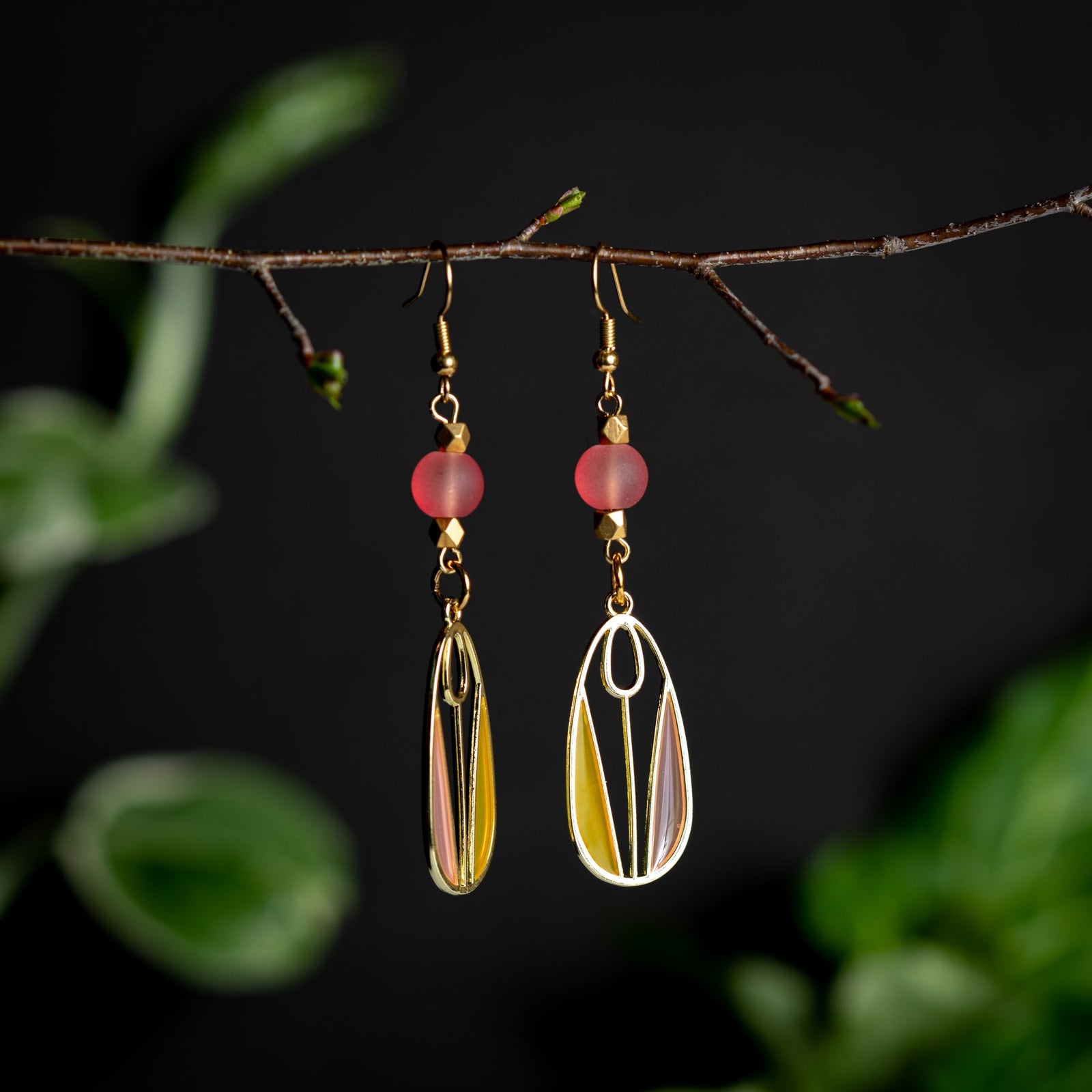 Pink Tulip Window Earrings