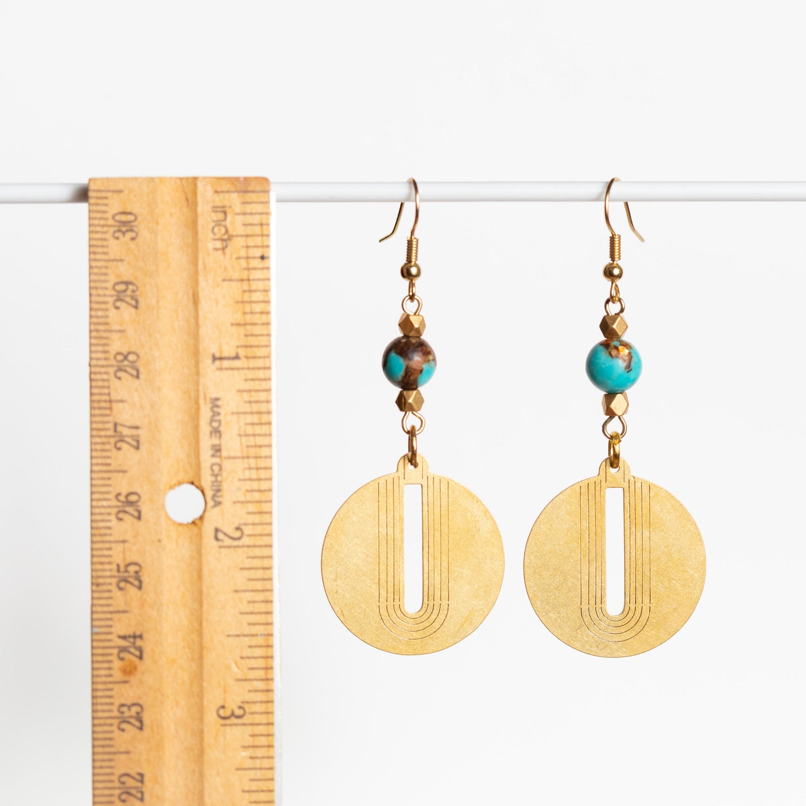 Brass Medallion Dangle Earrings