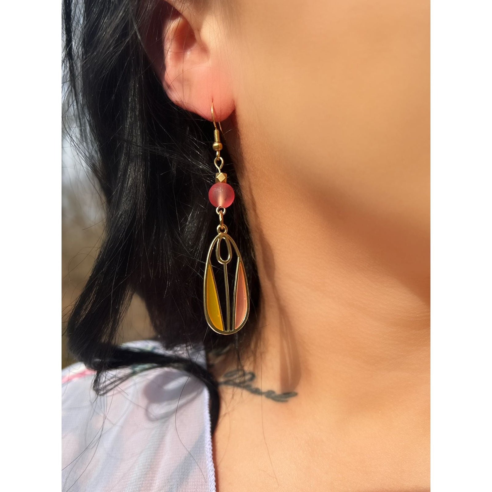 Pink Tulip Window Earrings