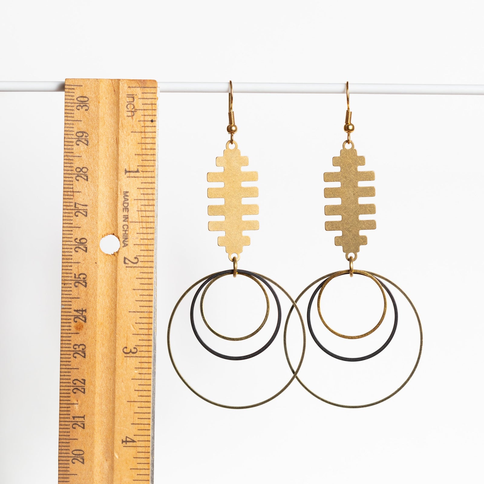 Aztec Inspired Triple Ring Dangles