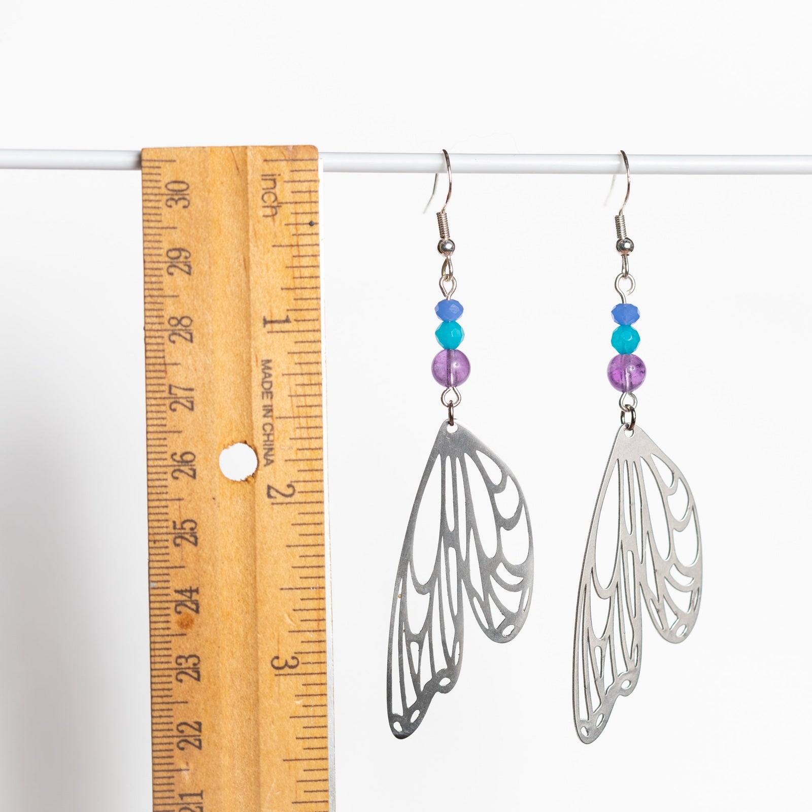 Silver Butterfly Wing Earrings with Spring-Colored Gemstones – Nature-Inspired Jewelry by Kinley Jewelry