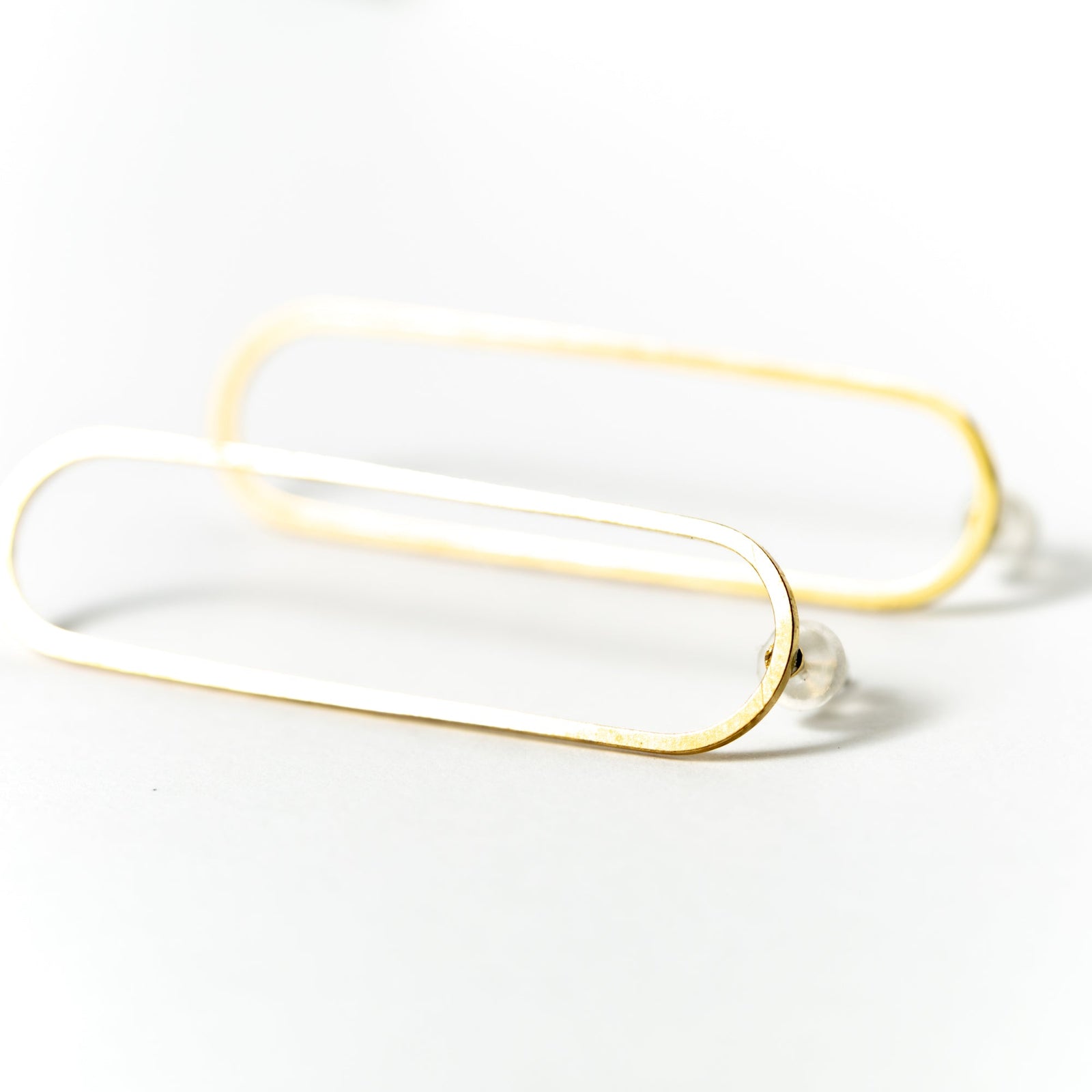 Elongated Oval Gold Post Earrings