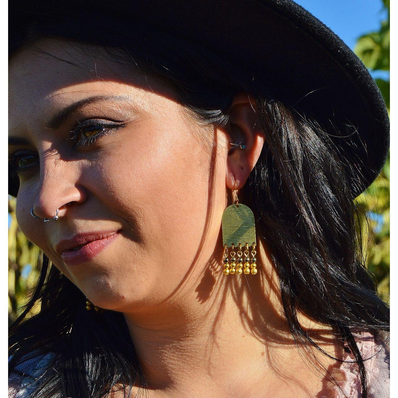 Shimmering Gold Arches with Bead Fringe