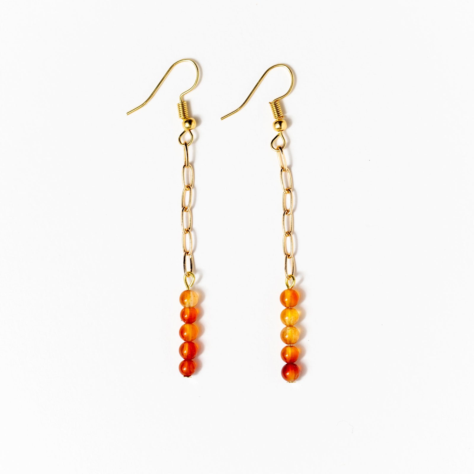 Fire Carnelian Bead Dangle Earrings