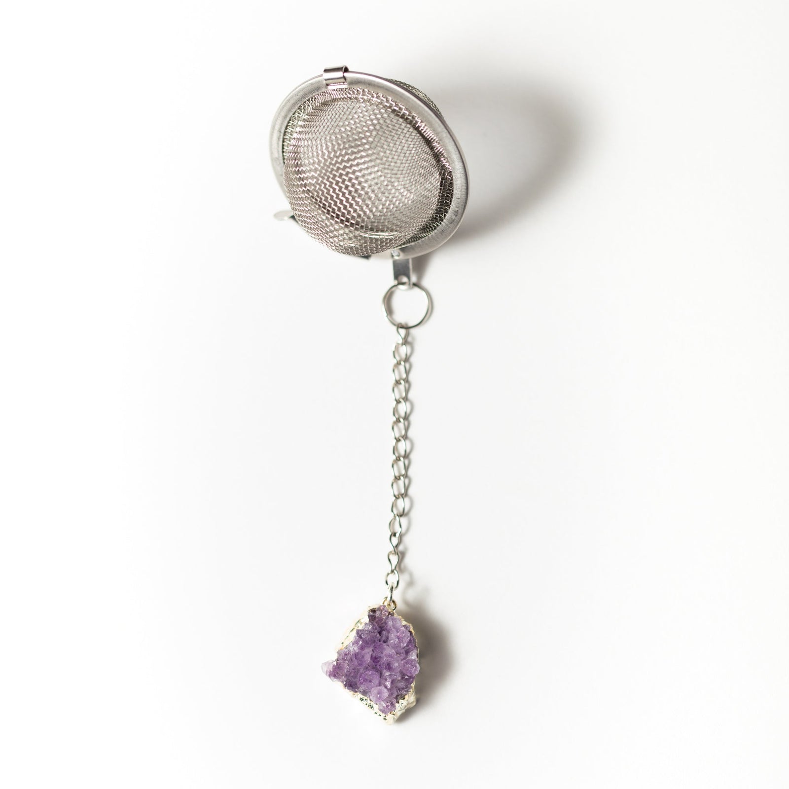 Handmade Amethyst Crystals Charmed Tea Infuser by Kinley Jewelry