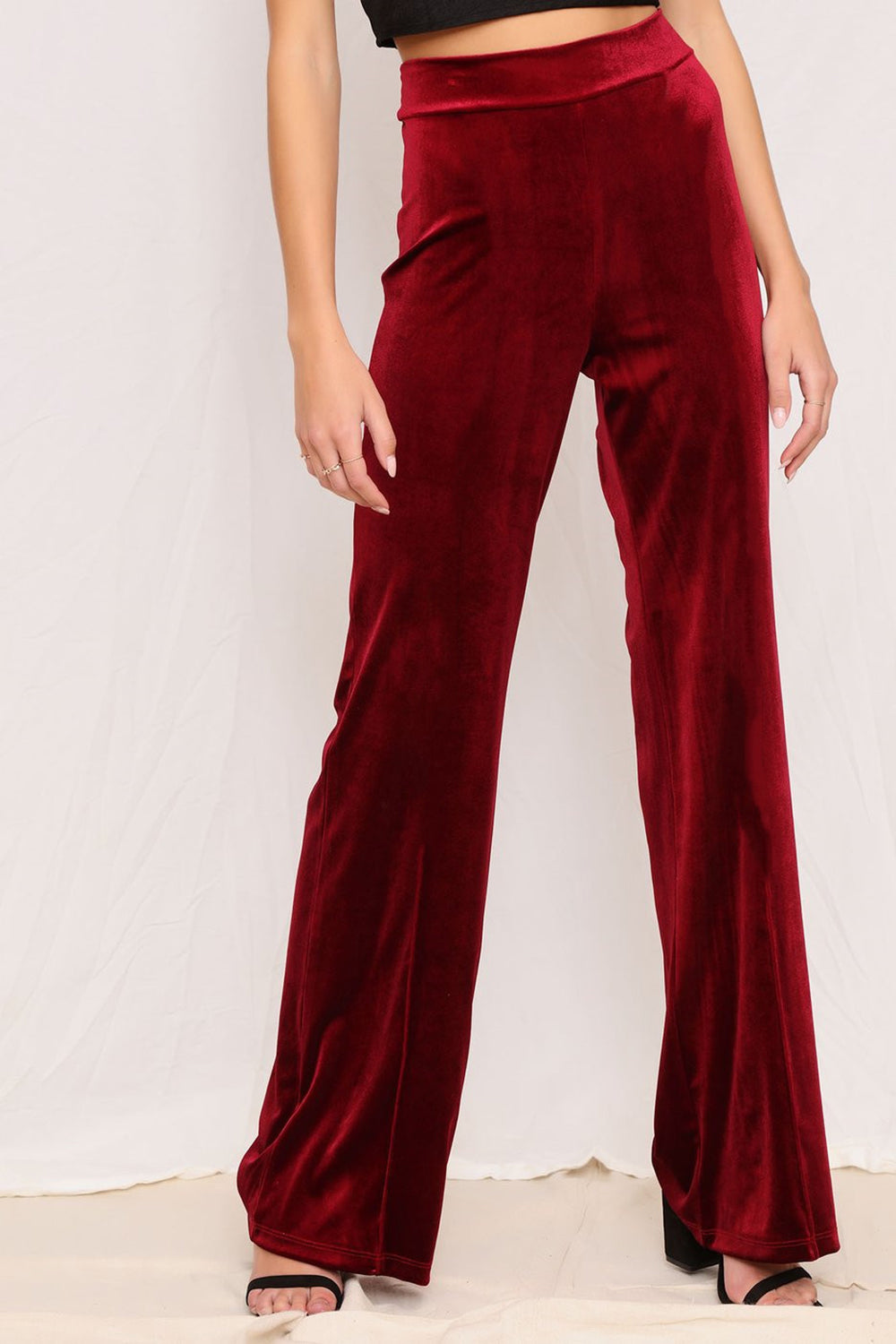 Maroon Stretchy High Waisted Pants