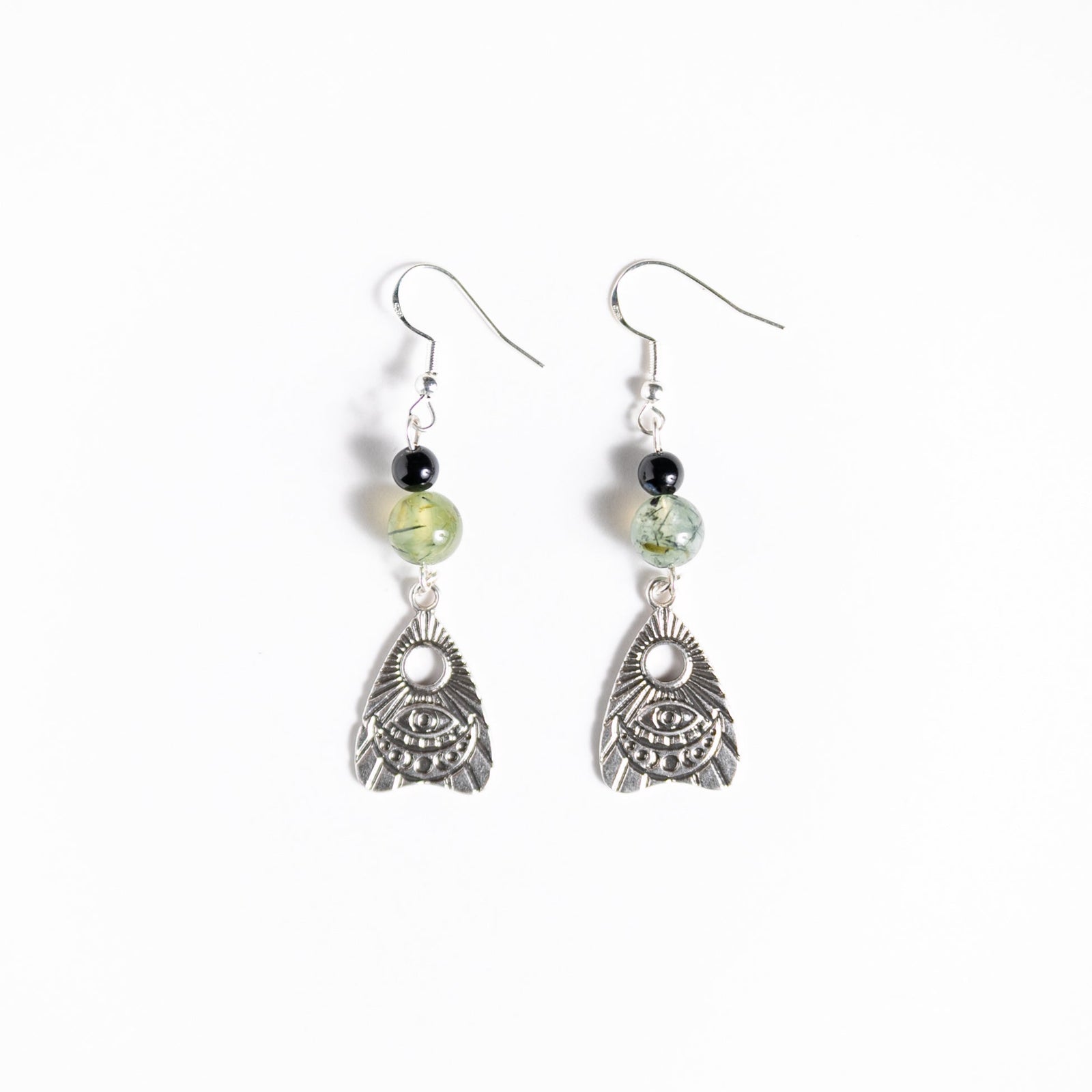 Looking Glass Planchette Earrings with Prehnite Stones