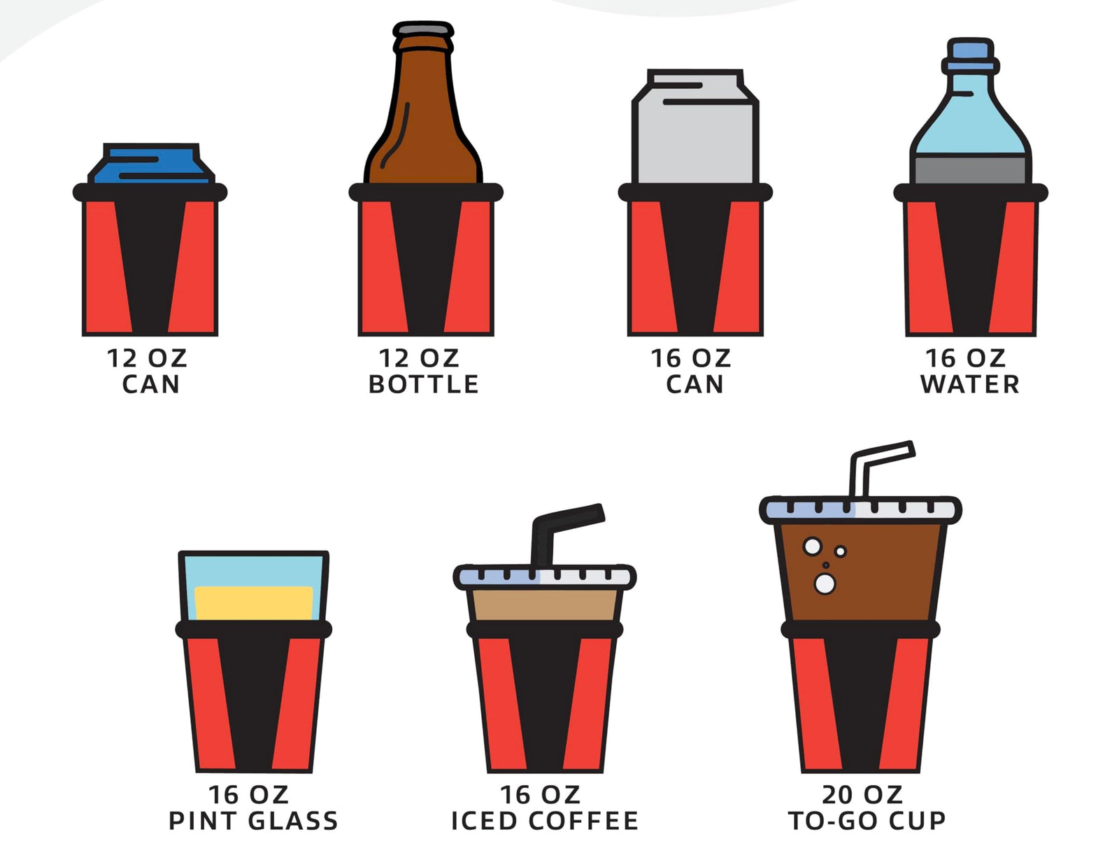 UltraFLEX Novaprene product illustration showing its compatibility with various drink containers.