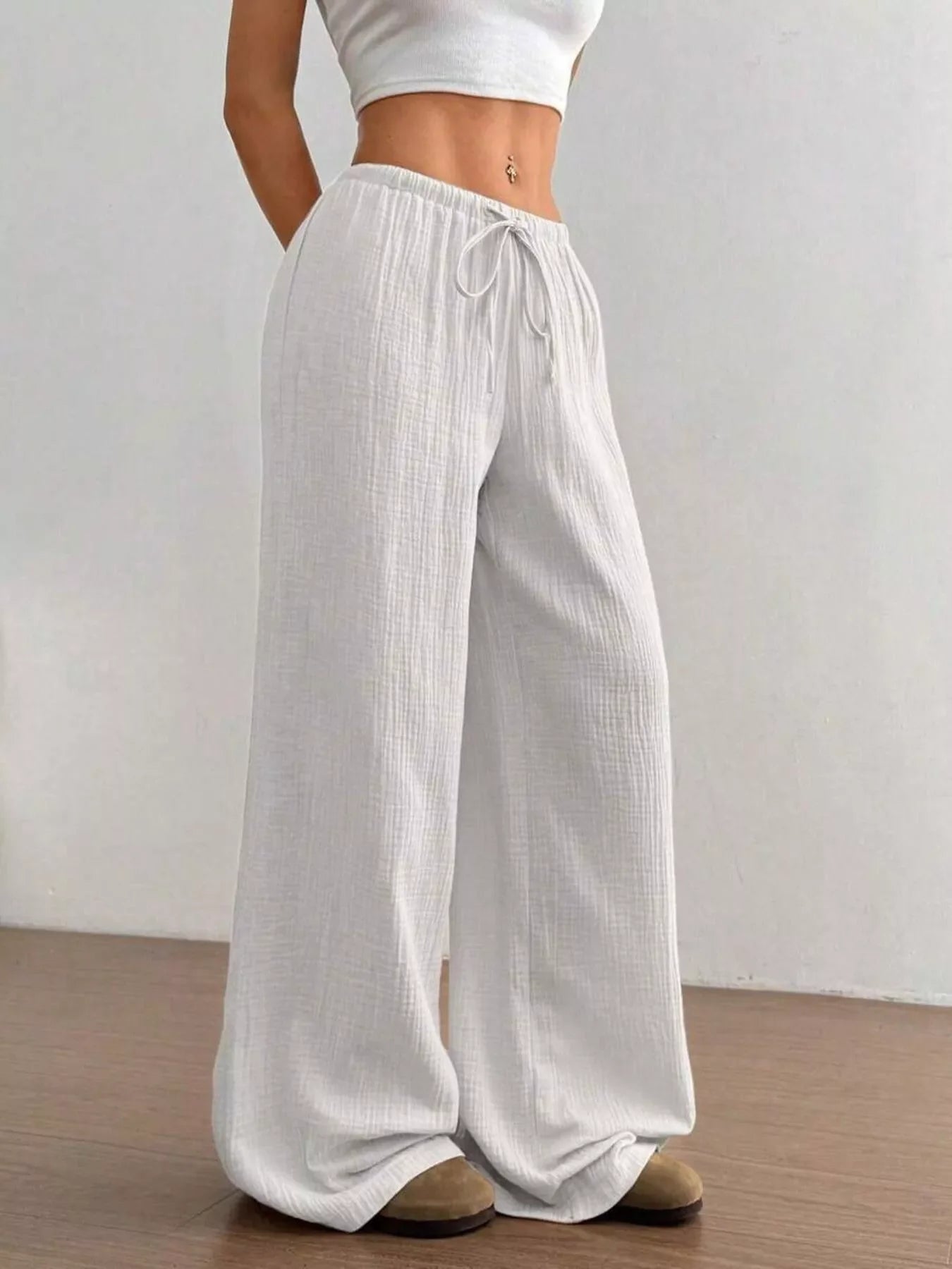 Drawstring Wide Leg Pants