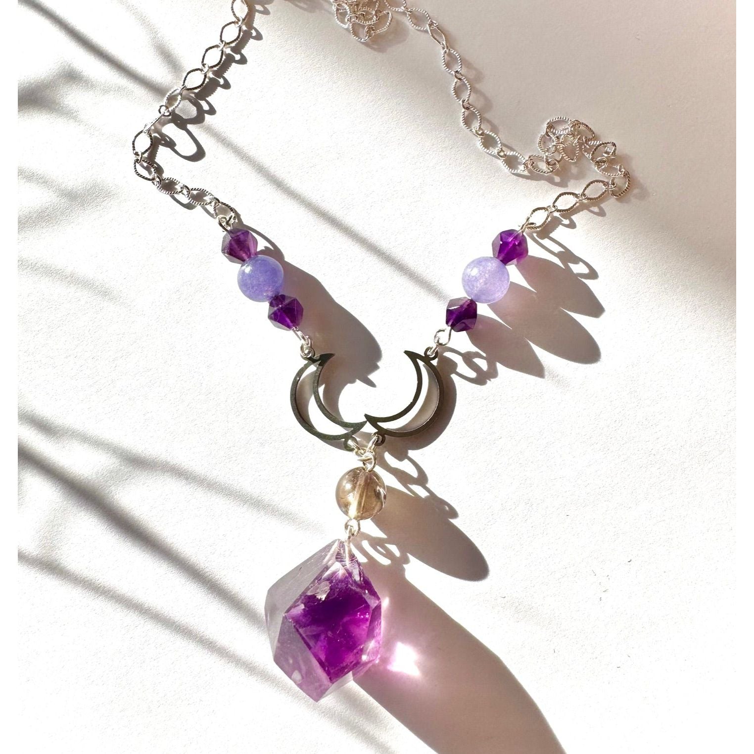 Amethyst Specimen Moon Necklace