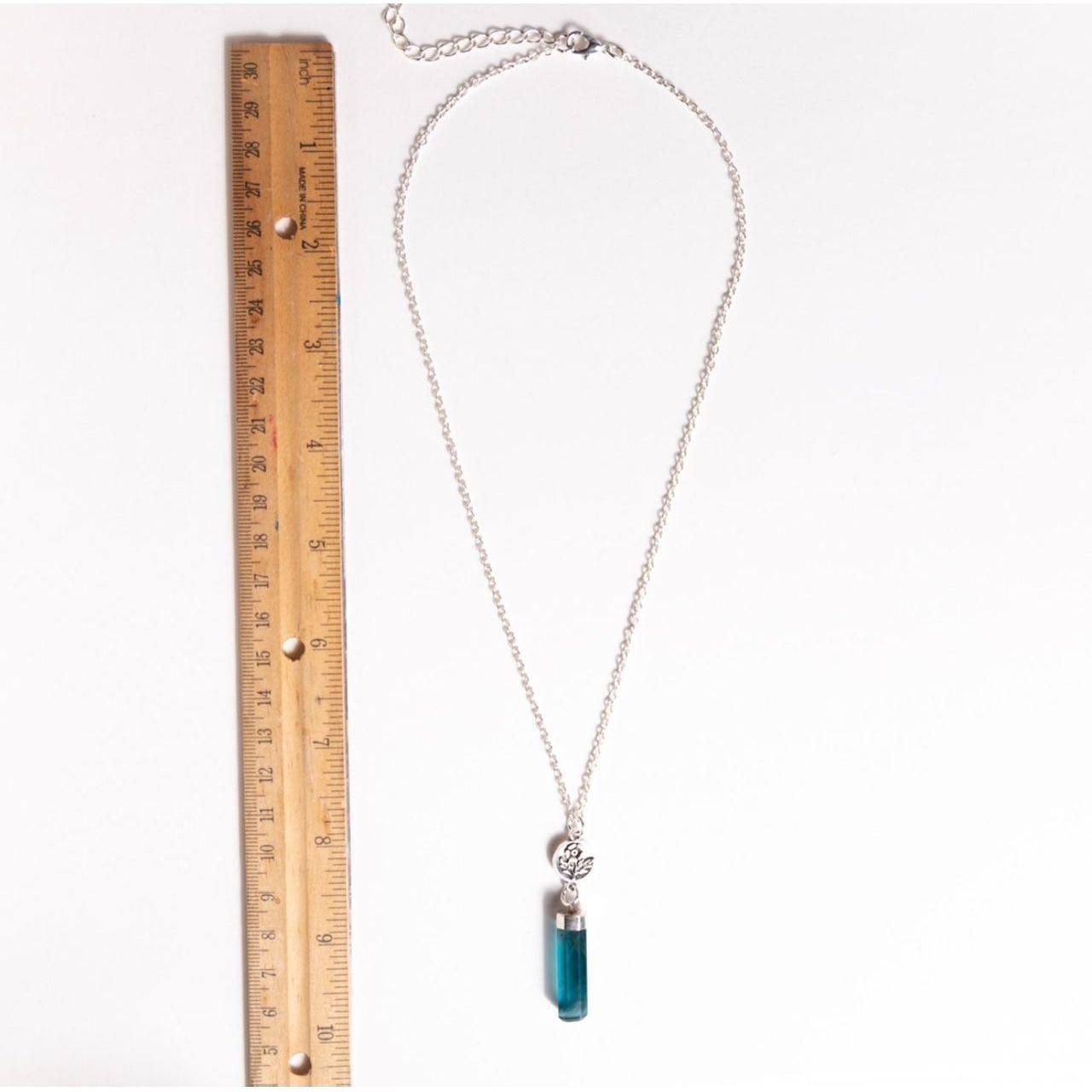 Blue Fluorite Floral Drop Necklace