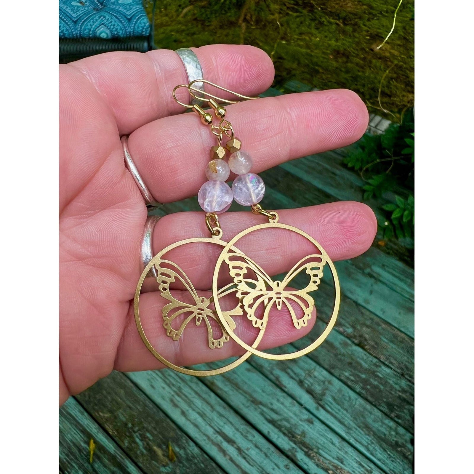 Breast Cancer Awareness Butterfly Earrings