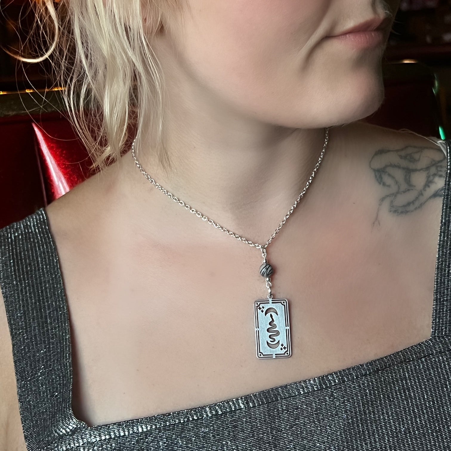 Luna Serpent Tarot Card Necklace