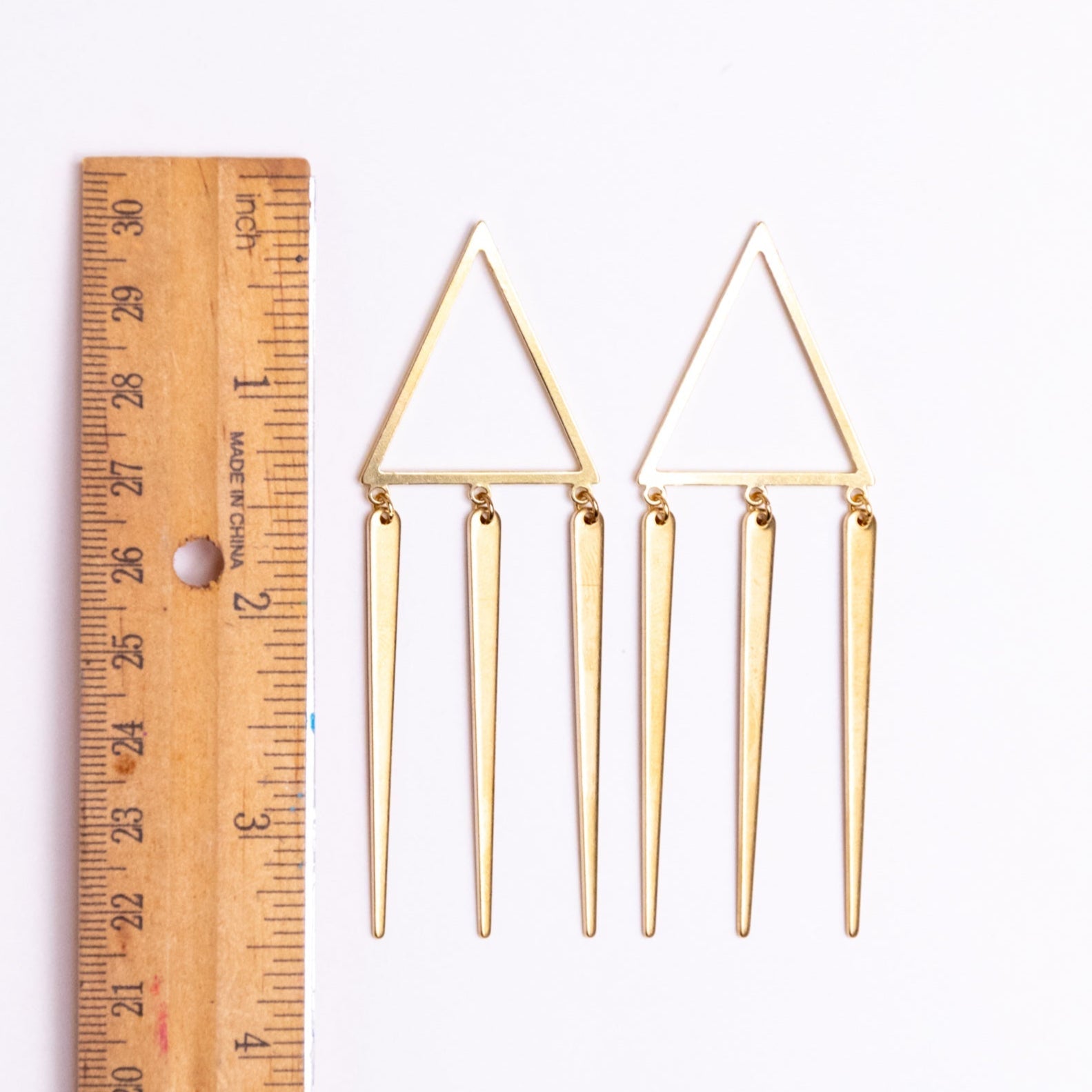 Golden Triangle Dangle Post Earrings