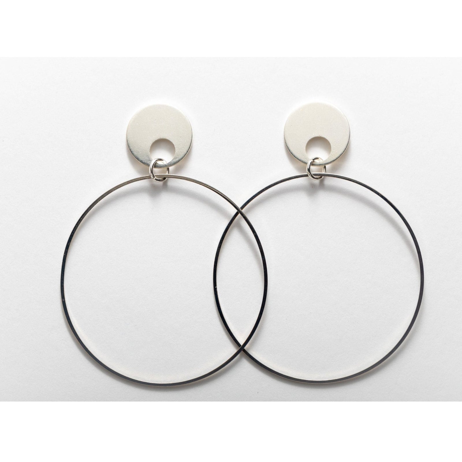 Silver Halo Post Hoop Earrings