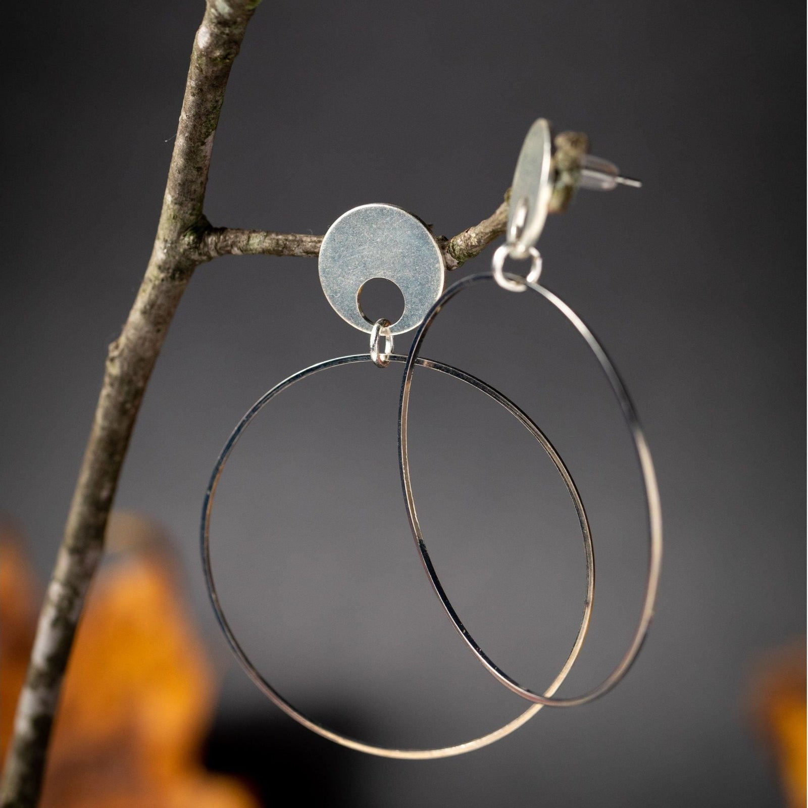 Silver Halo Post Hoop Earrings