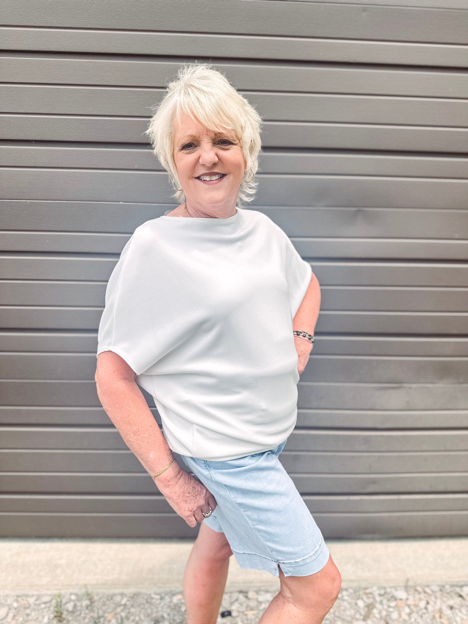 South of Broad Modal Dolman Sleeve Top-- White