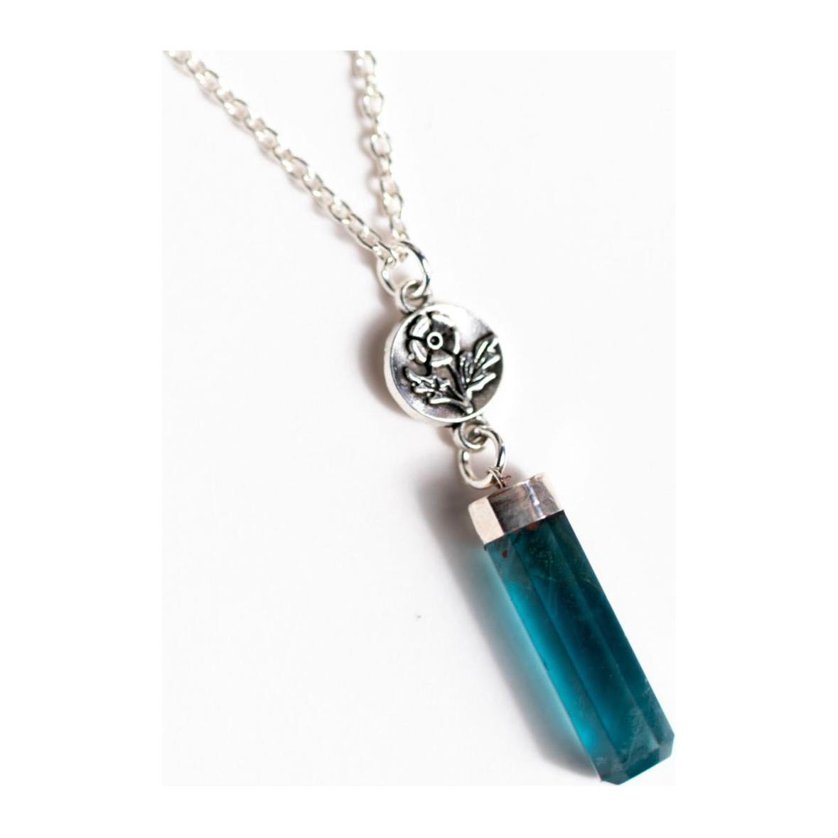 Blue Fluorite Floral Drop Necklace
