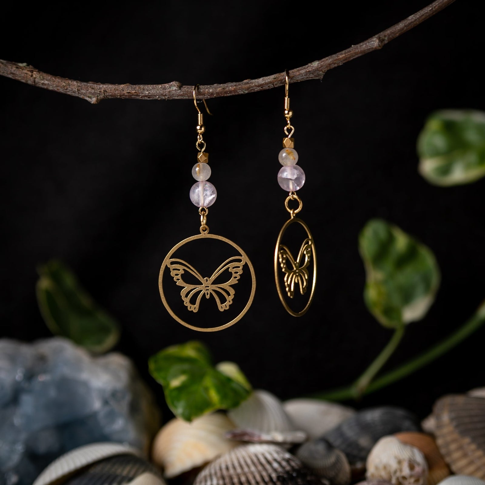 Breast Cancer Awareness Butterfly Earrings