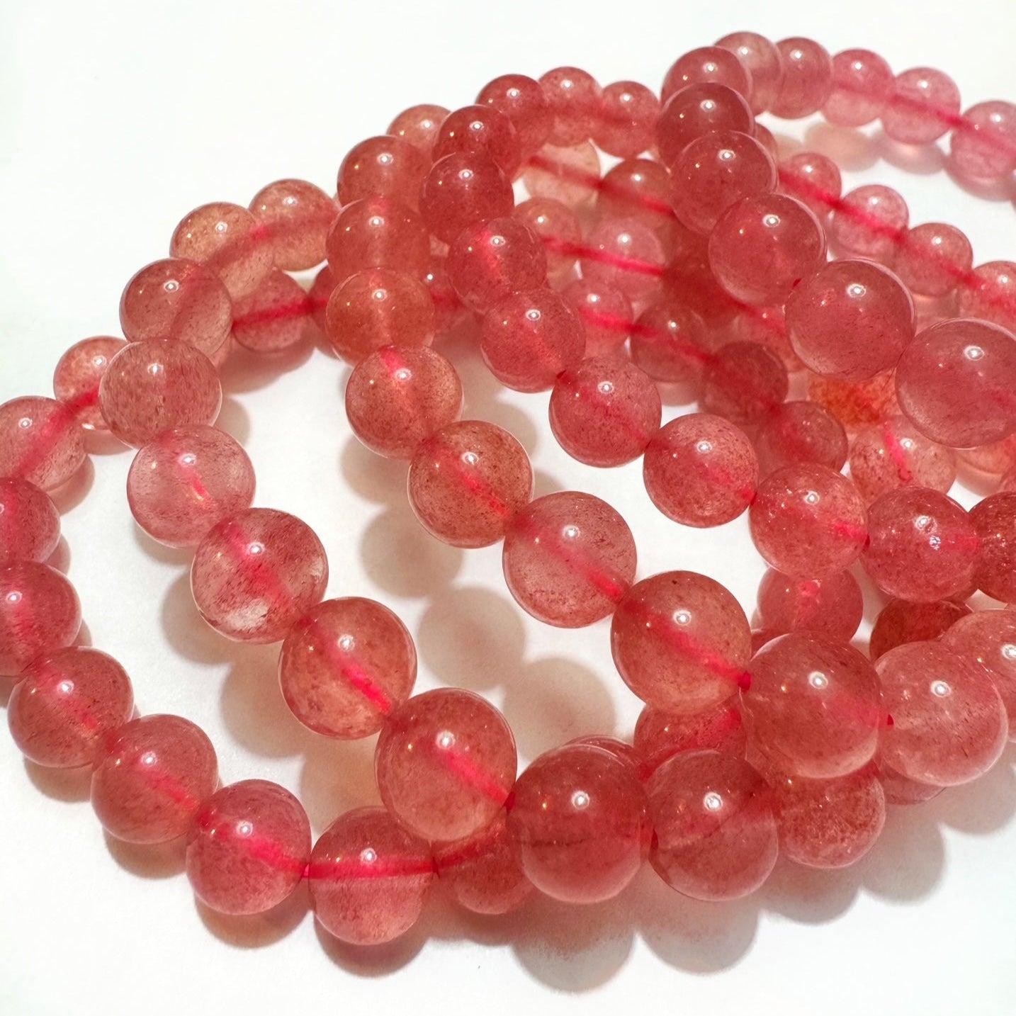 Strawberry Quartz Stretch Bracelet - 6mm Gemstones