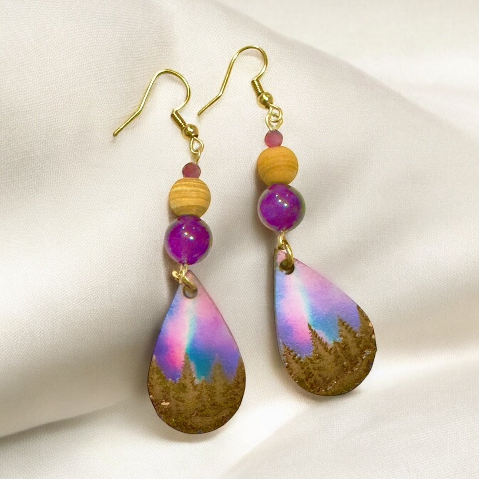 Purple Aurora Borealis Earrings – Iridescent Statement Jewelry by Kinley Jewelry