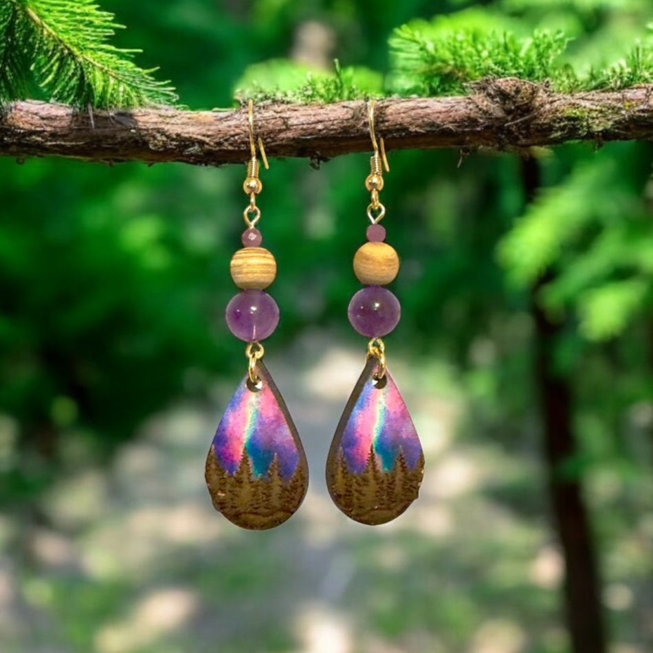 Purple Aurora Borealis Earrings