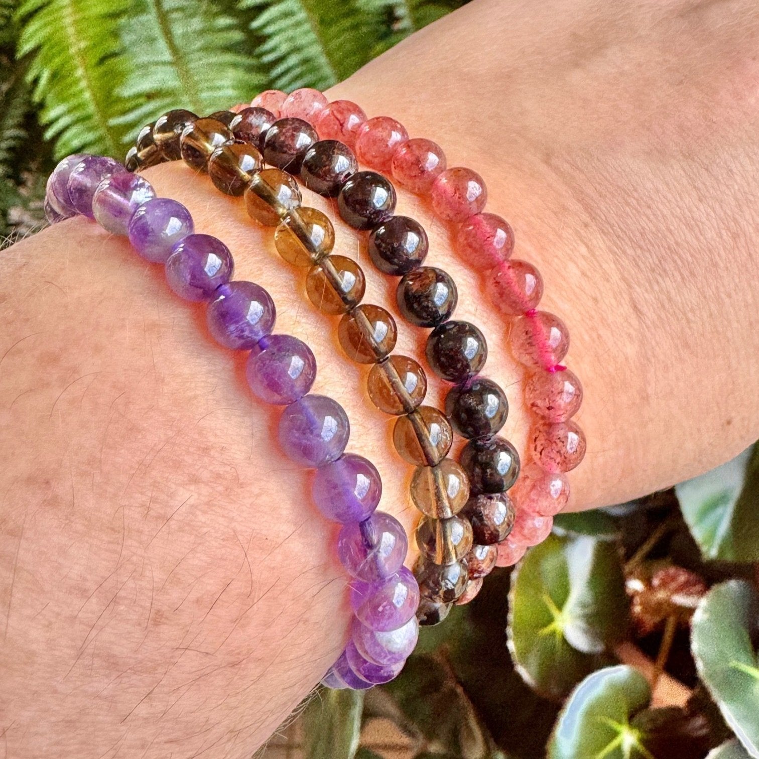 Amethyst Beaded Stretch Bracelet - 6mm Gemstone