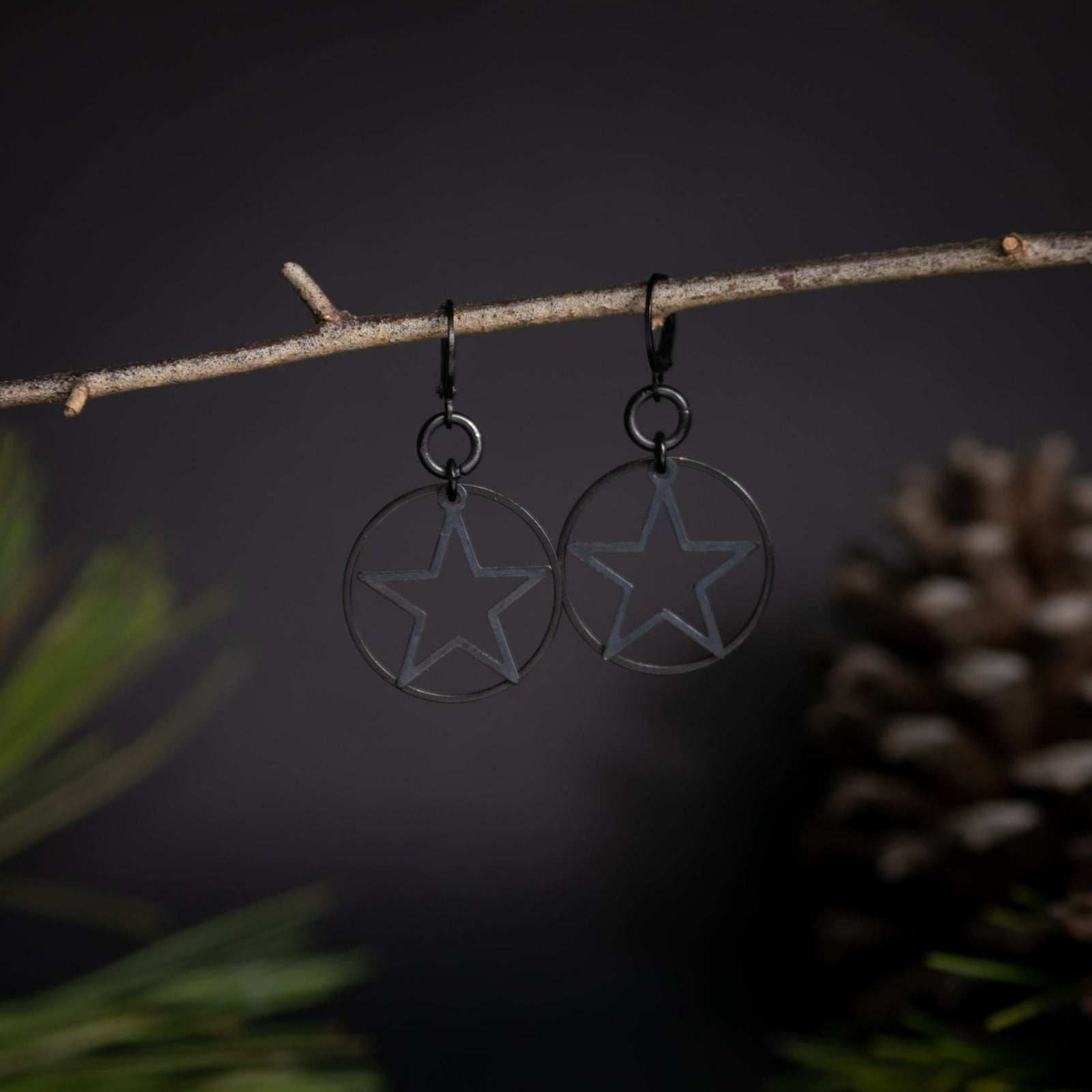 Black Star Earrings