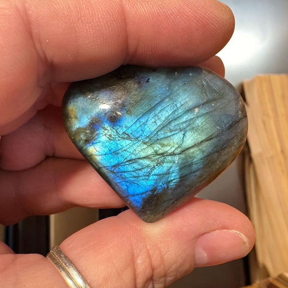 Labradorite Heart Magnet Gemstone Home Kitchen Decor