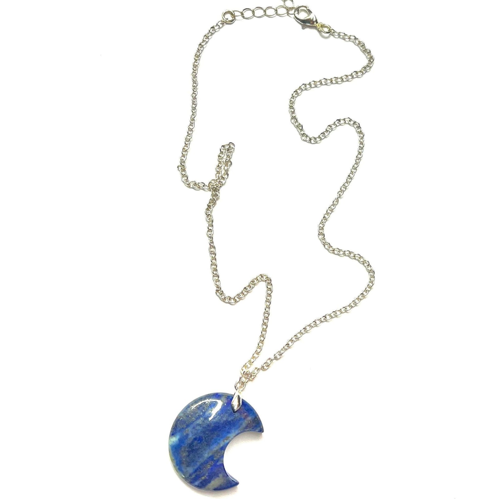 Crescent Moon Gemstone Pendant Necklace - Lapis Lazuli