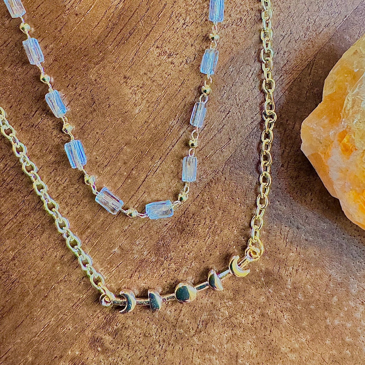 Gold Moon Phases Bar Necklace