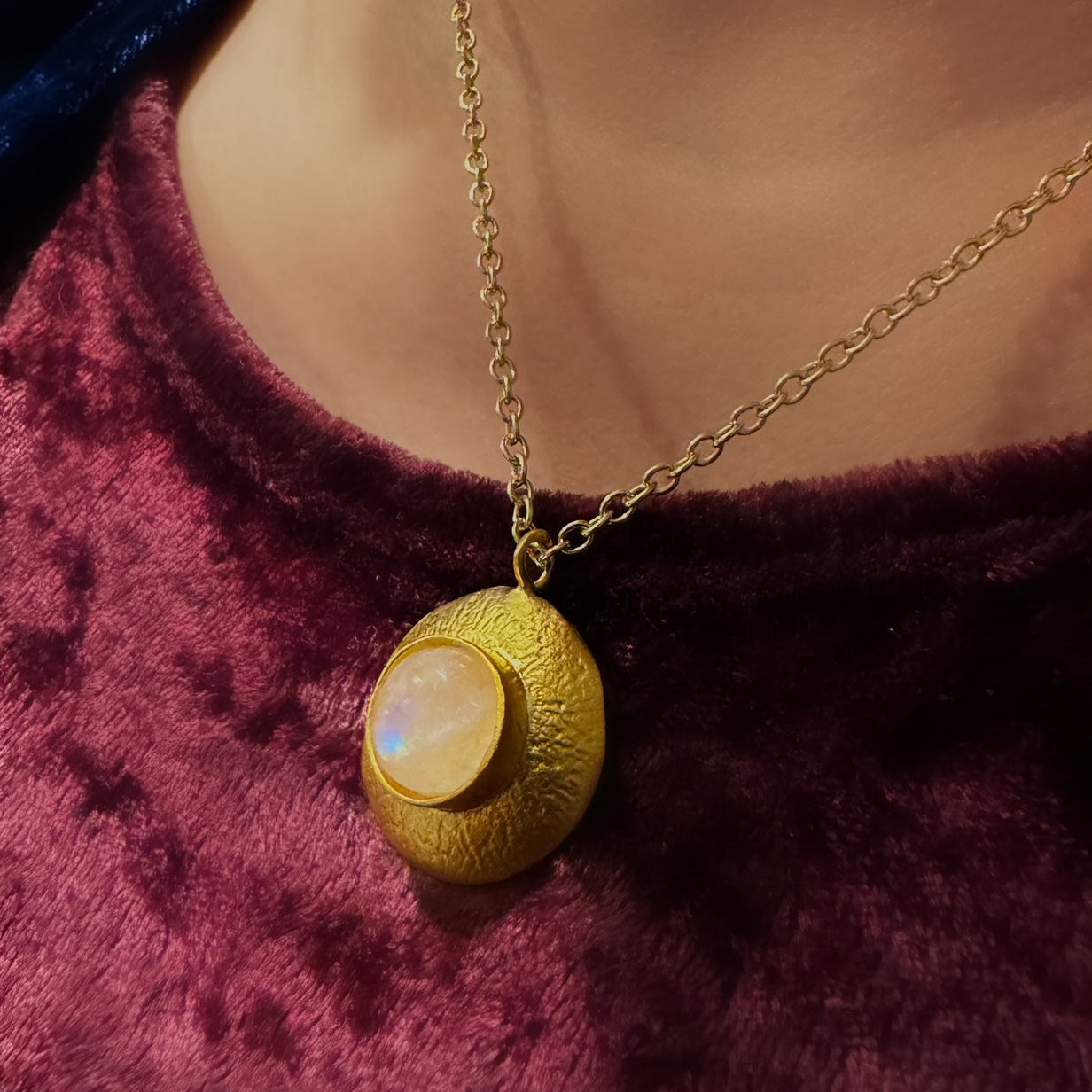Moonstone Medallion Necklace