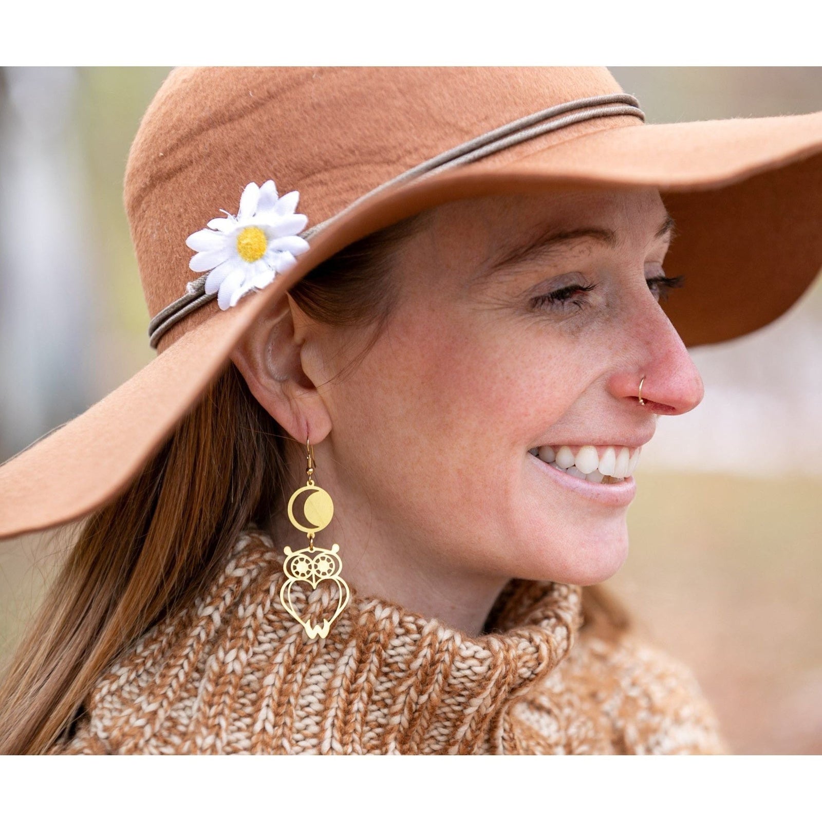 Owl and Moon Feminine Wisdom Earrings