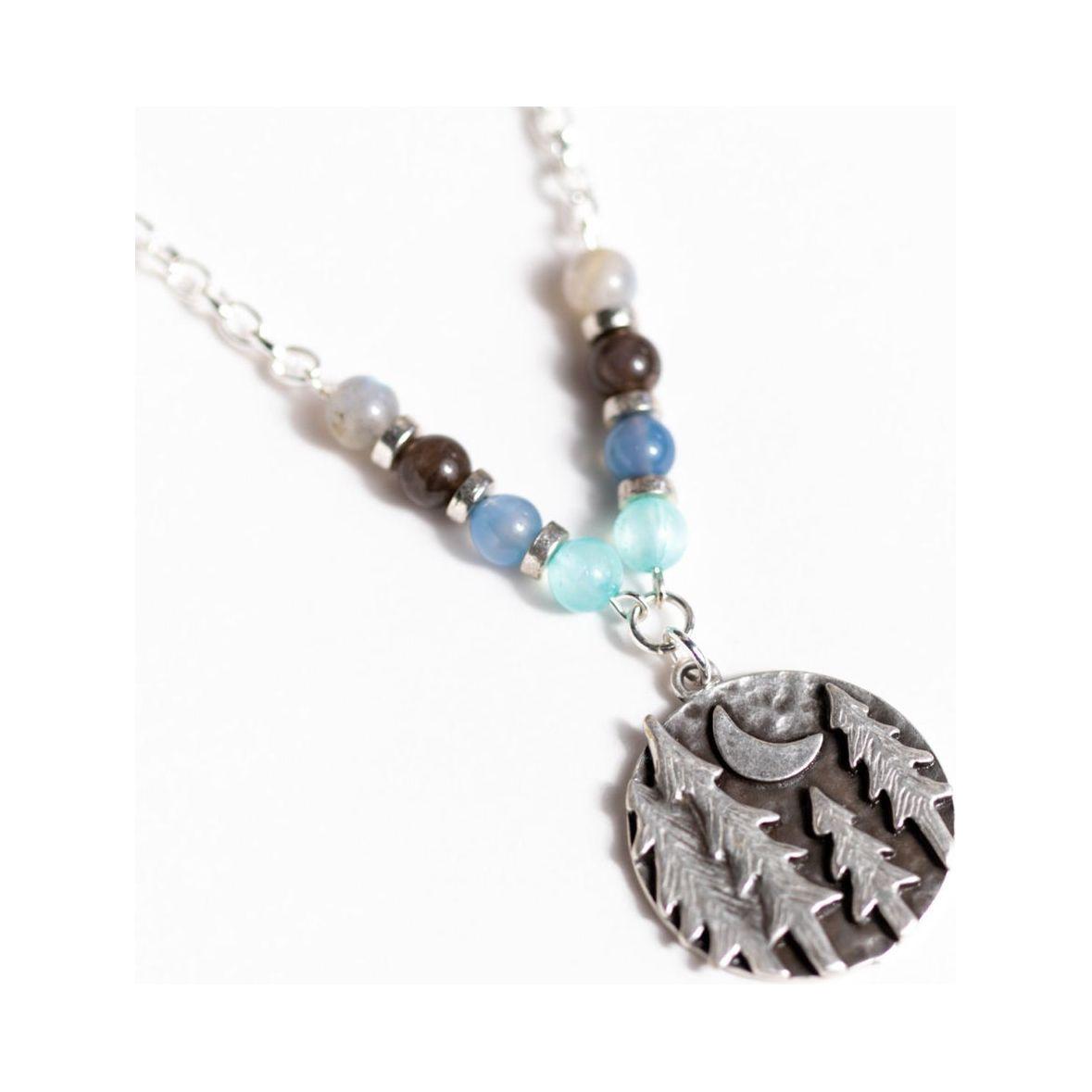 Moonlit Forest Necklace – Handcrafted Jewelry with Icy Blue Gemstones by Kinley Jewelry