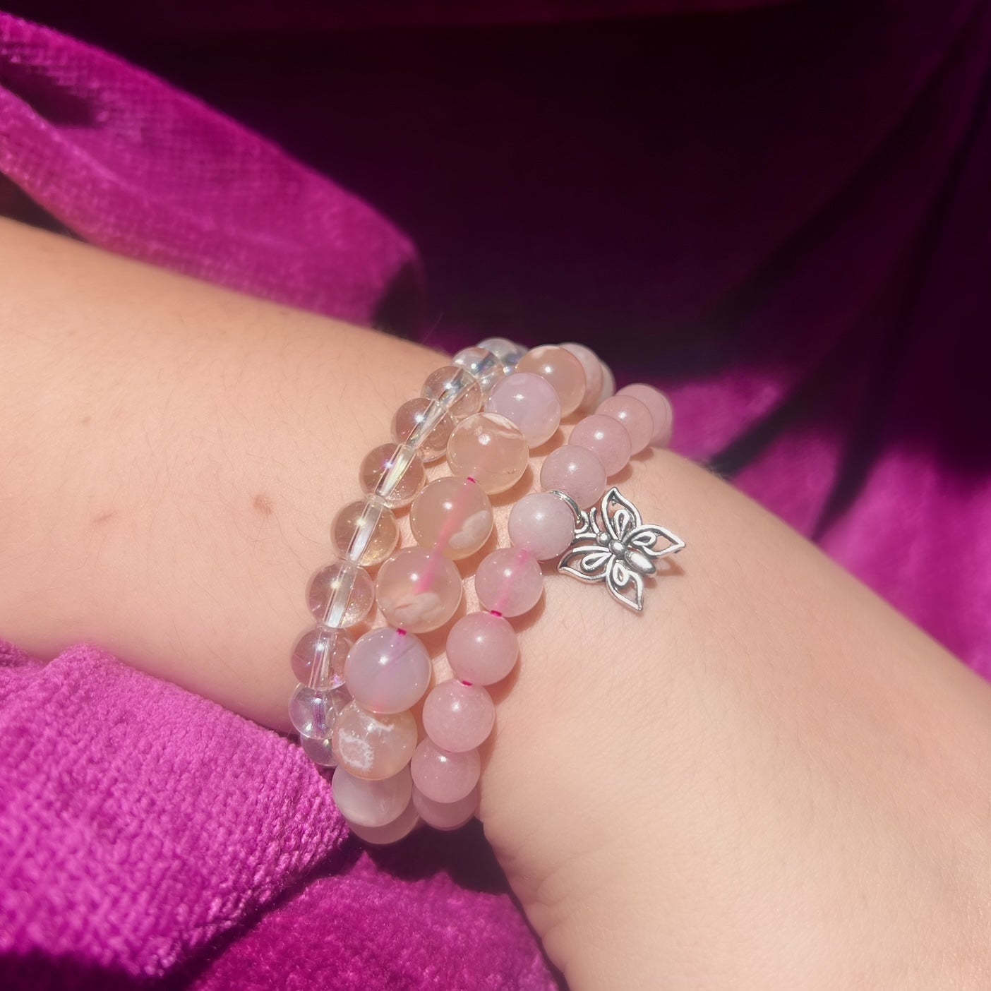 The Power of Love Set of 3 Gemstone Stretch Bracelets - 8mm Gemstones